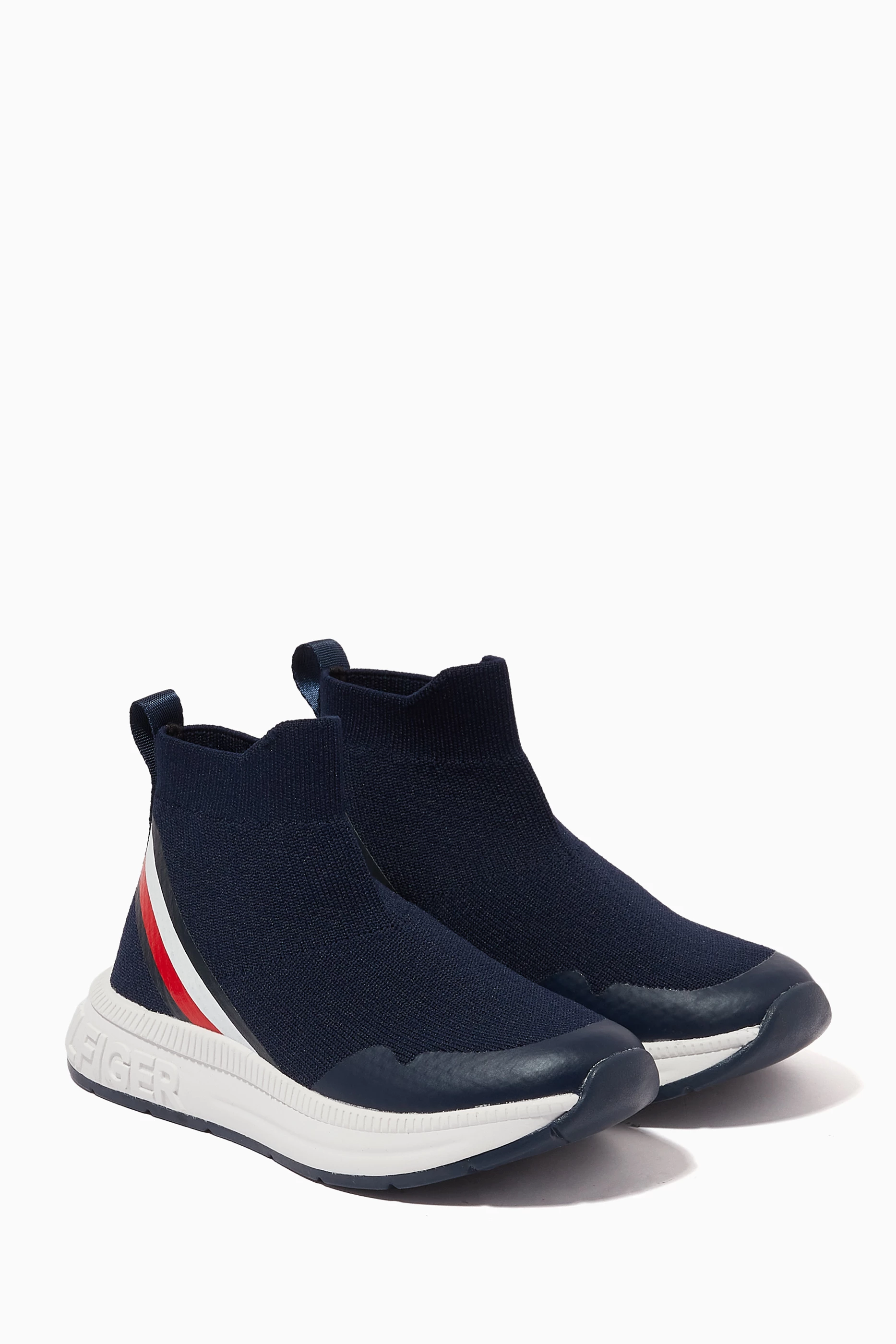 Buy Tommy Hilfiger Blue Logo Sock Sneakers in Polyester For UNISEX Online Ounass UAE