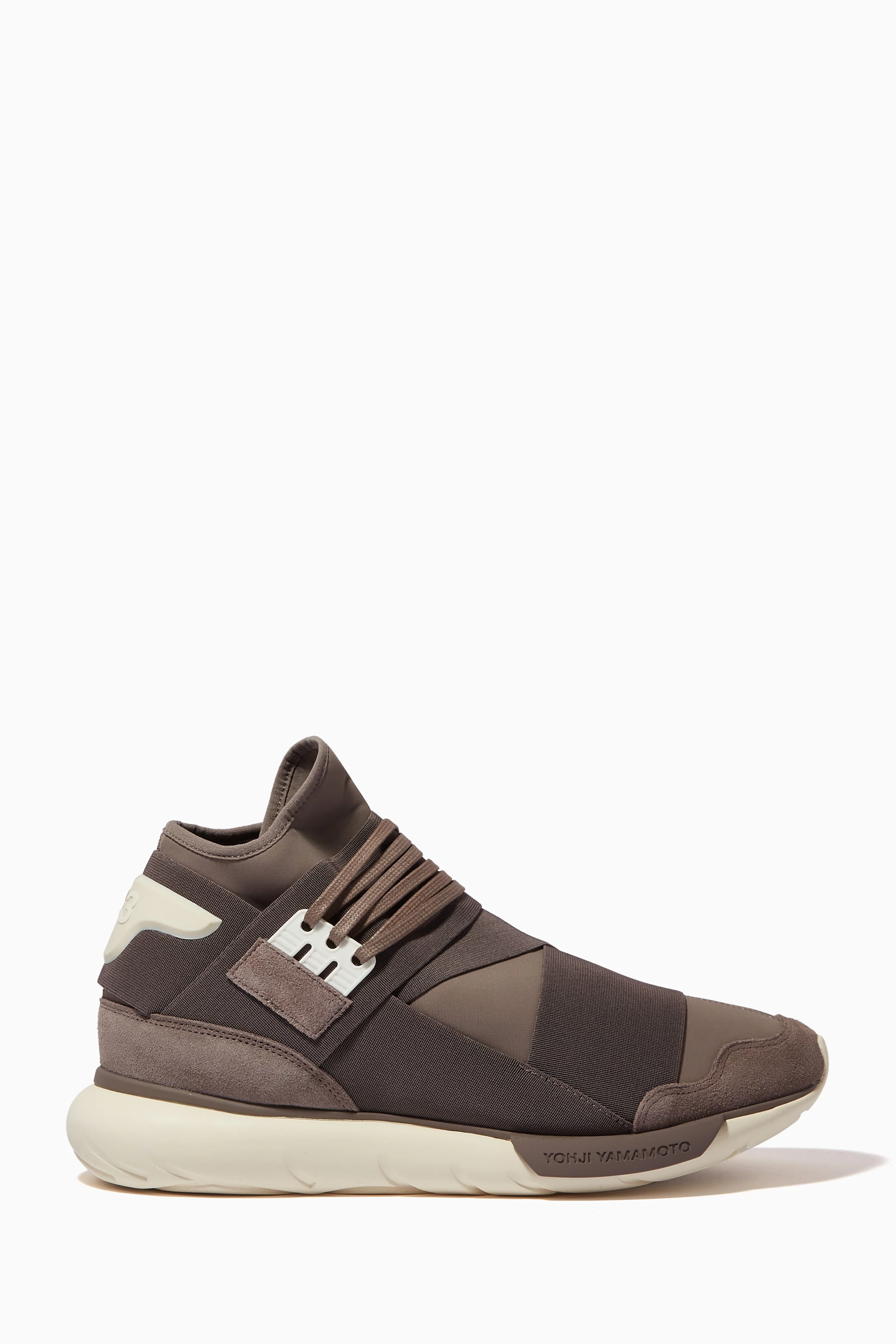 Buy Y 3 Brown Y 3 Qasa High top Sneakers in Textile Suede For Men Online Ounass UAE
