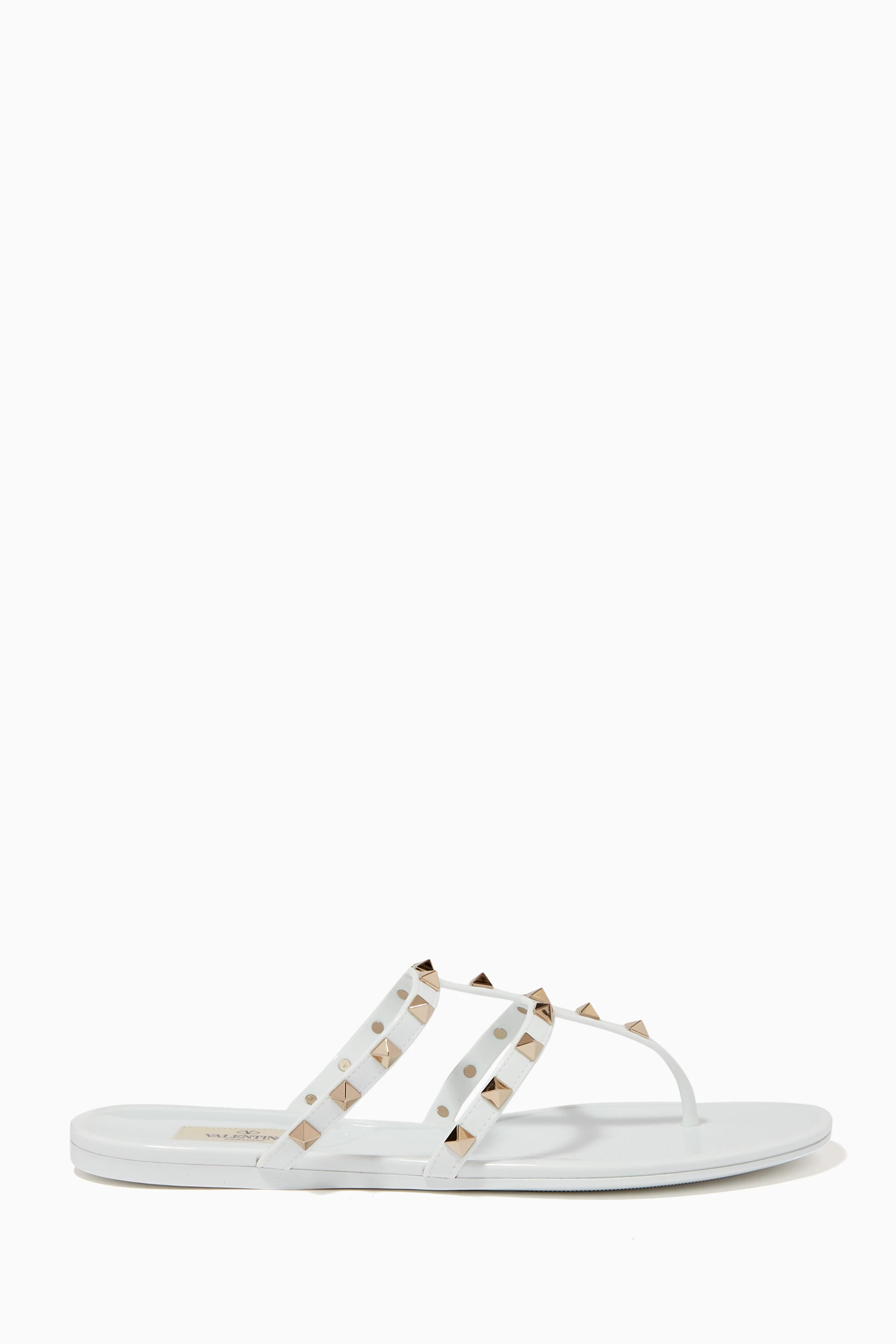 Buy Valentino Garavani White Valentino Garavani Rockstud Flat Summer Sandals in PVC For Women Online Ounass UAE
