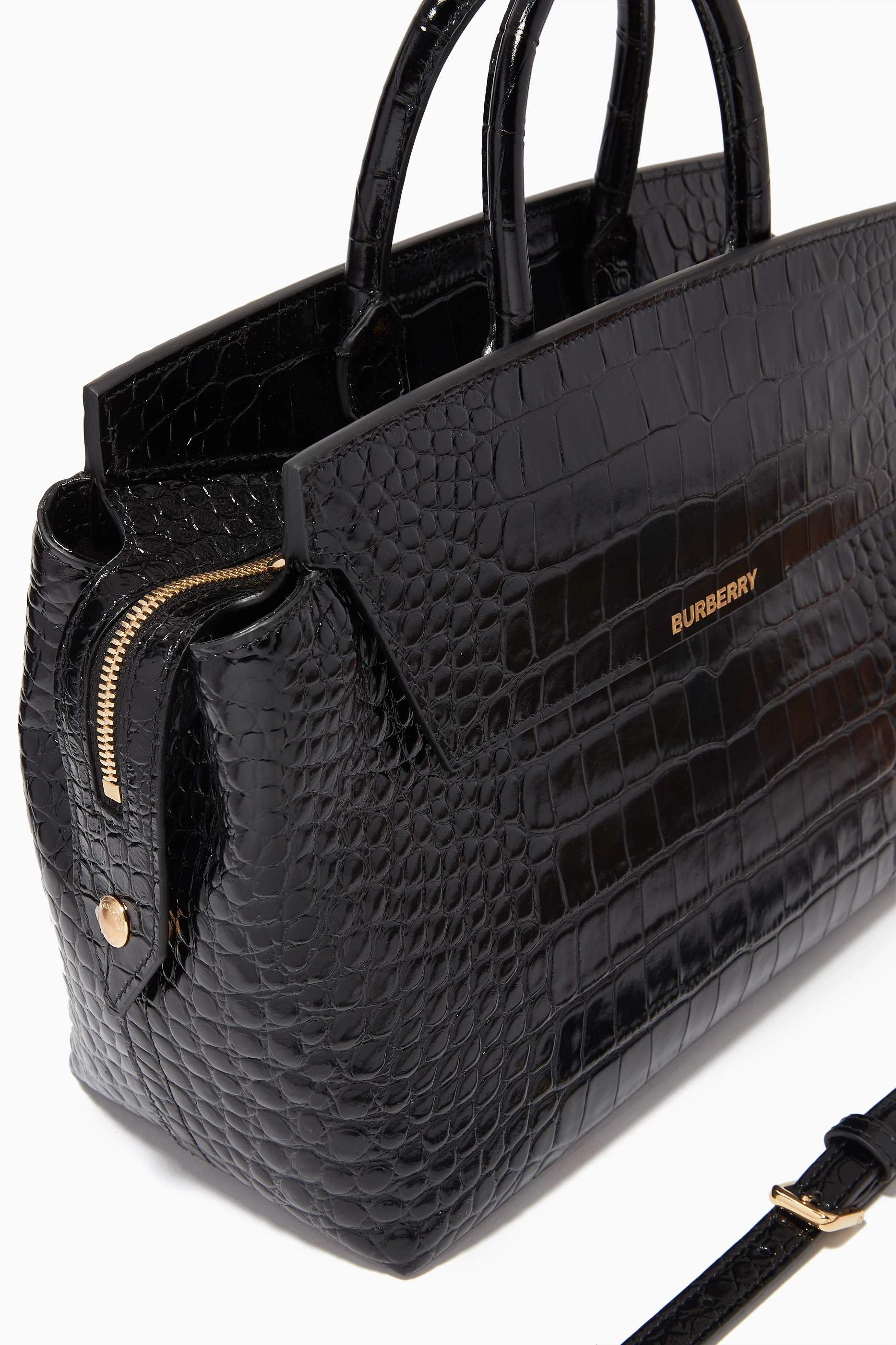 Buy Burberry Black Medium Catherine Bag in Croc embossed Leather For Women Online Ounass UAE