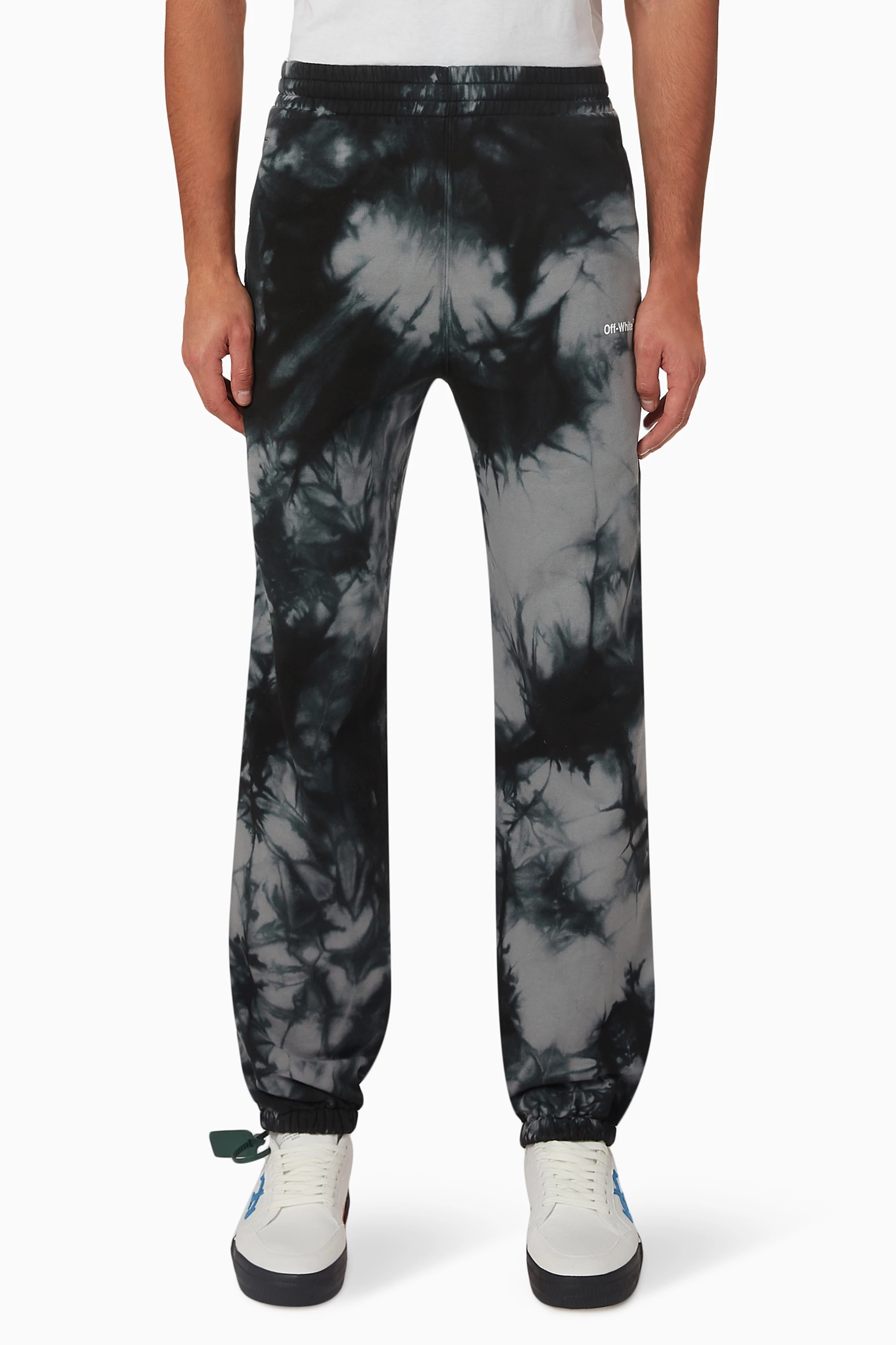 Buy Off White Grey Diagonal Stripe Tie dye Sweatpants in Cotton jersey For Men Online Ounass UAE