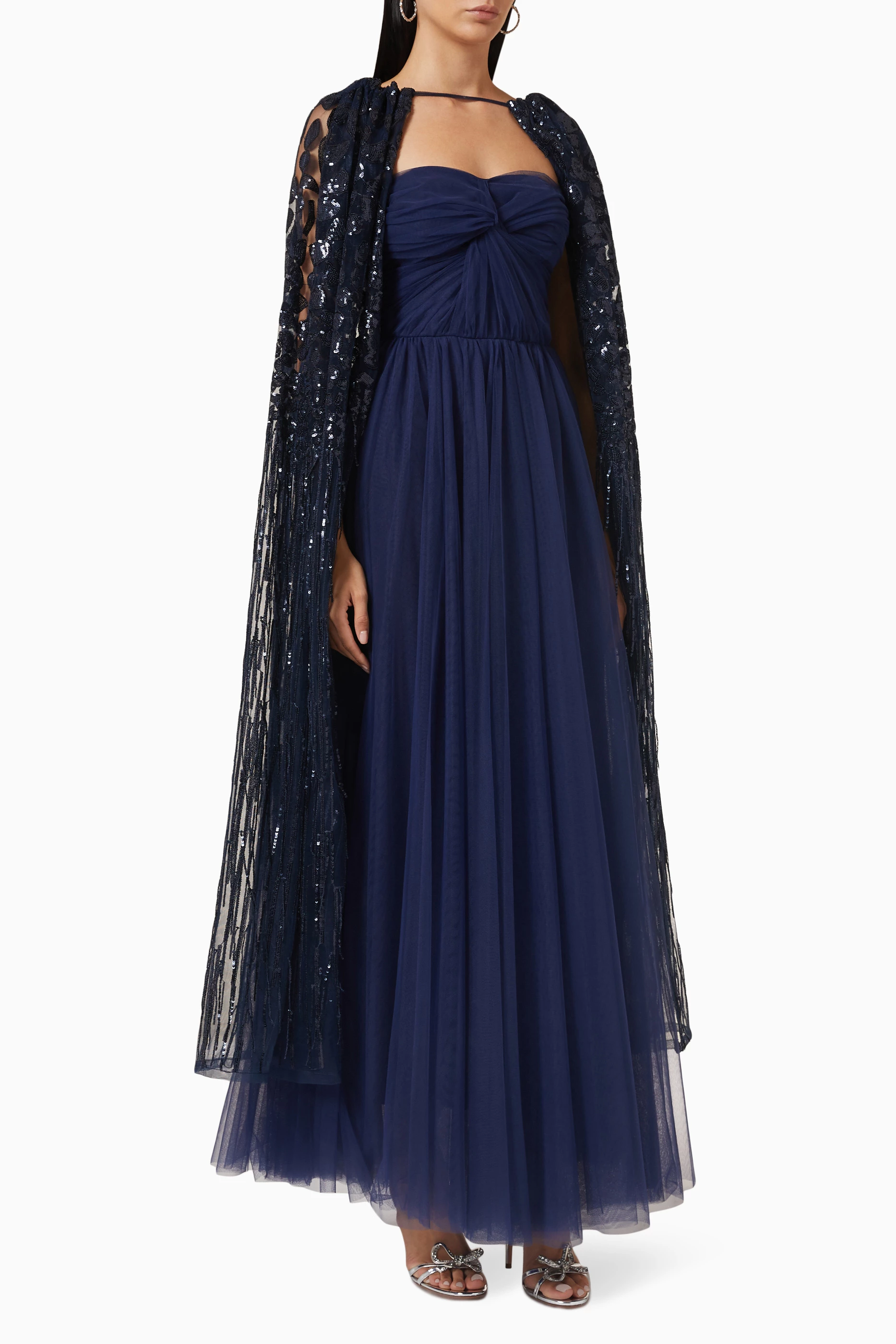 Buy NASS Blue Cape Dress in Tulle For Women Online | Ounass UAE