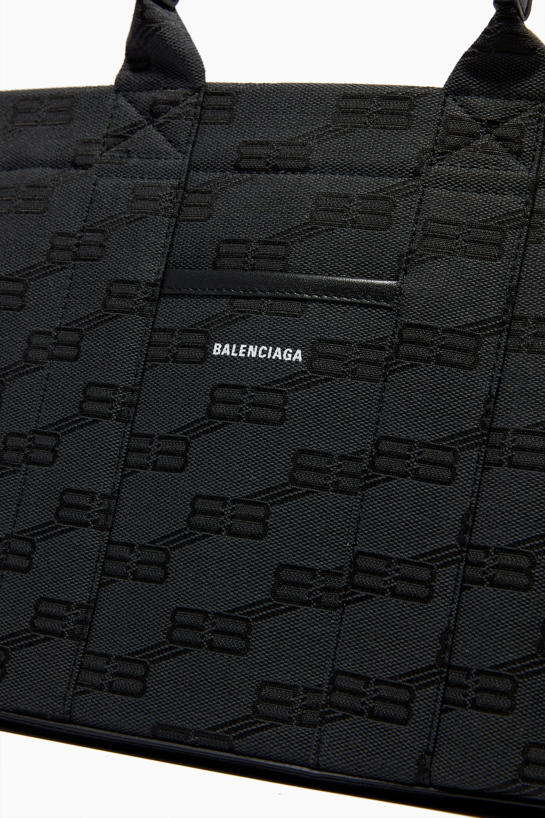 【送料&関税込】Balenciaga Two-tone Canvas And Mesh Medium 2 BALENCIAGA Leather-trimmed two-tone canvas tote | NET-A-PORTER
