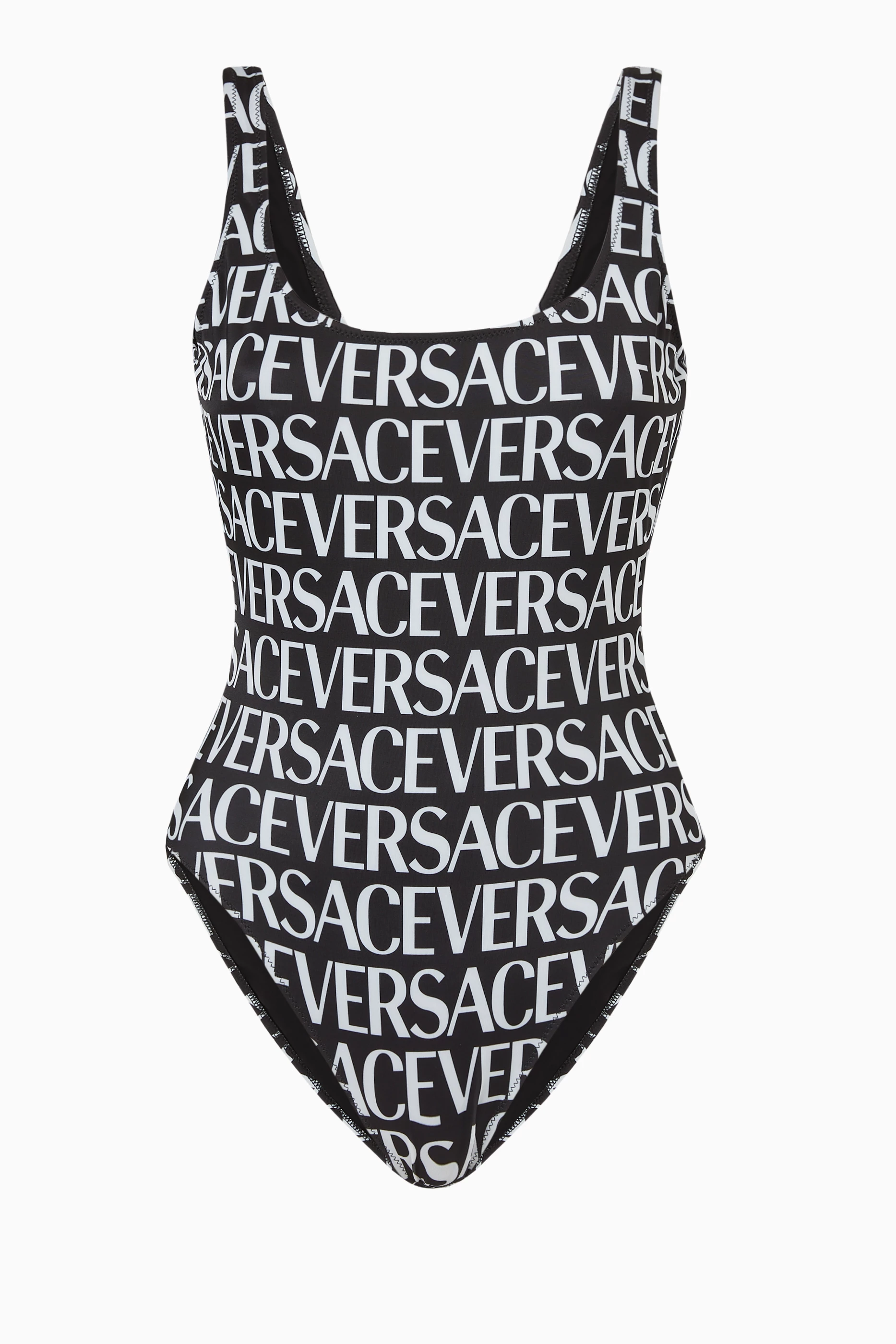 Buy Versace Black Logo print One piece Swimsuit For Women Online Ounass UAE