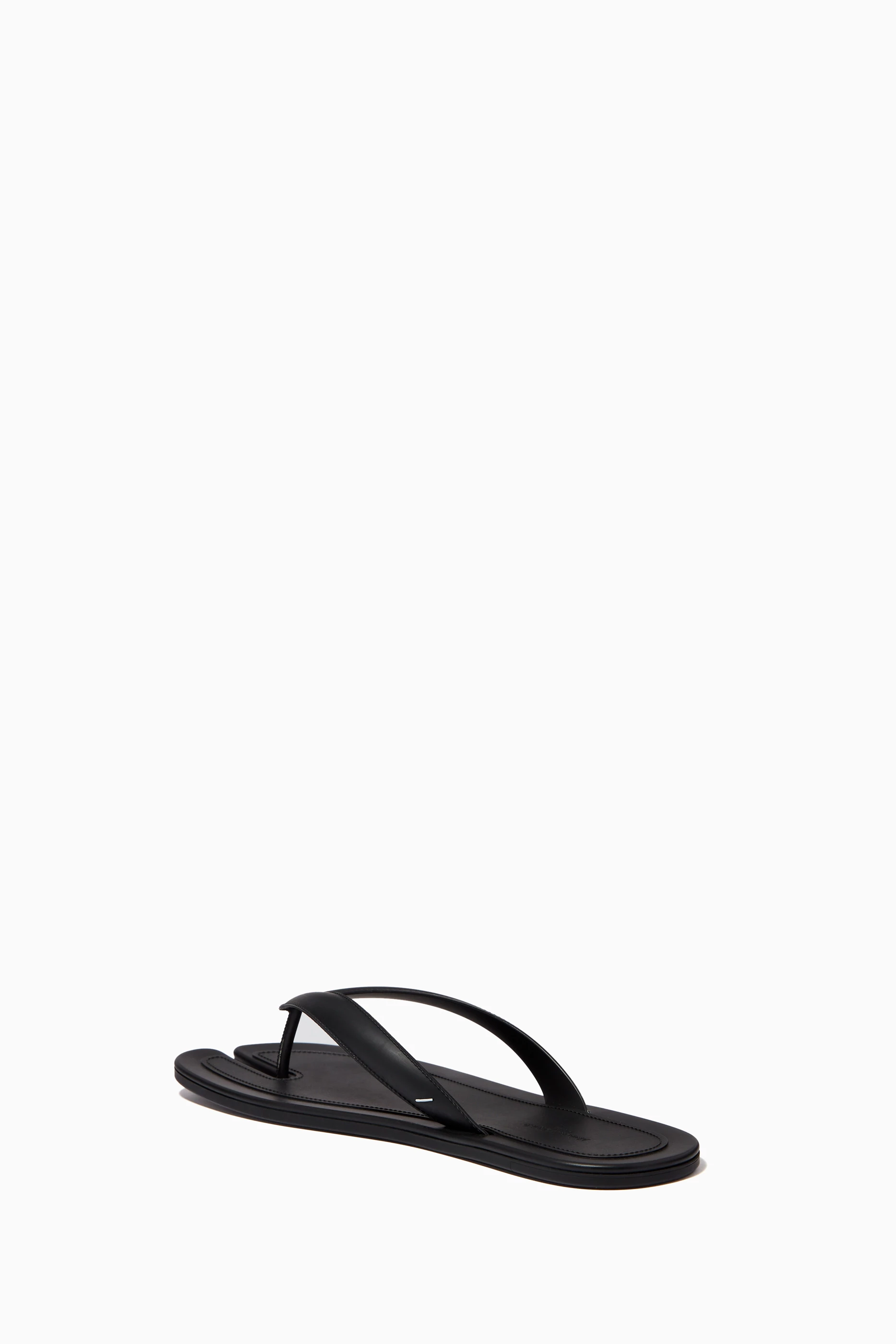 Buy Maison Margiela Black Tabi Flip Flops in Leather For Men