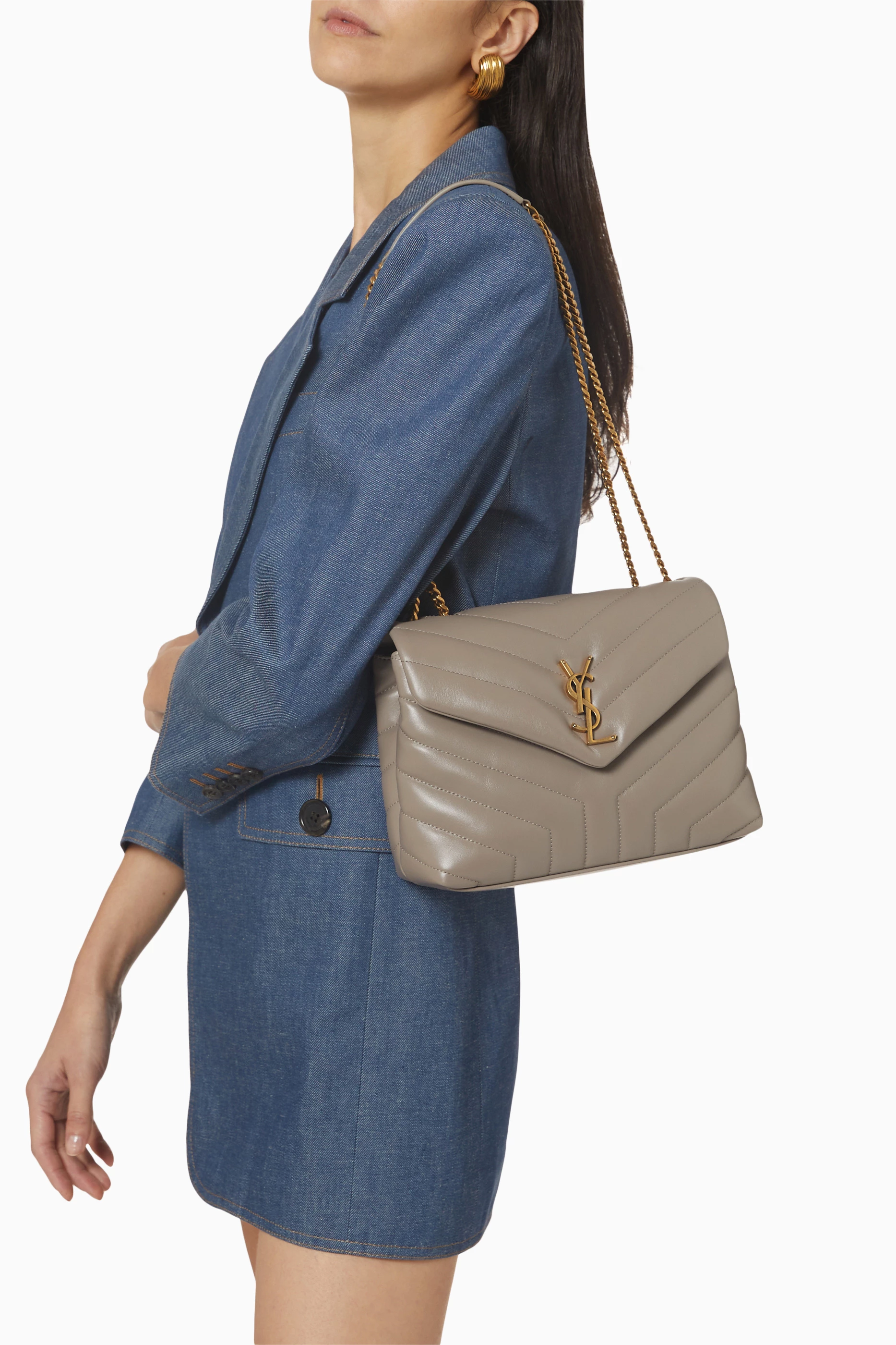 Ysl loulou bag grey on sale