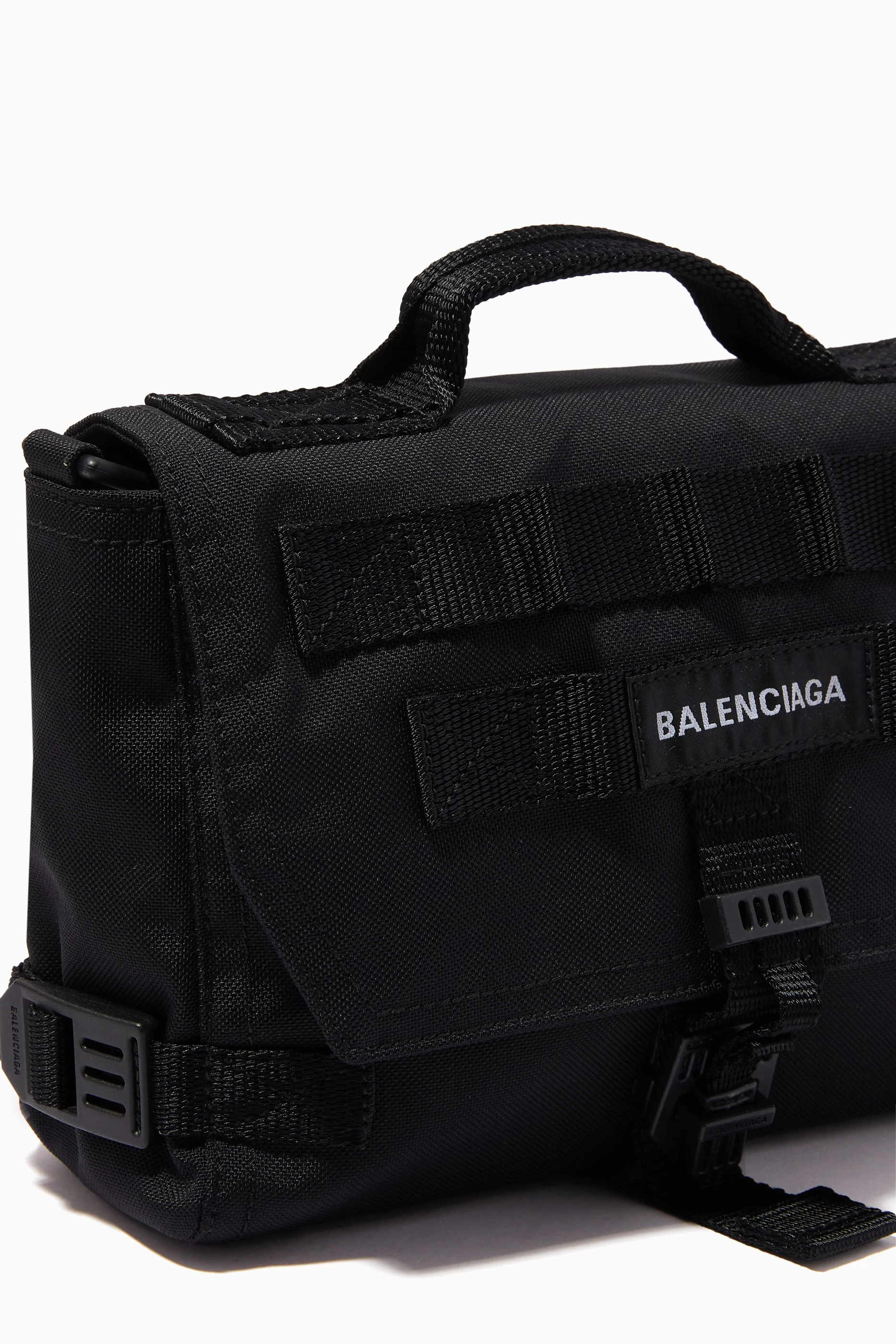 Buy Balenciaga Black Army Messenger Bag in Recycled Nylon