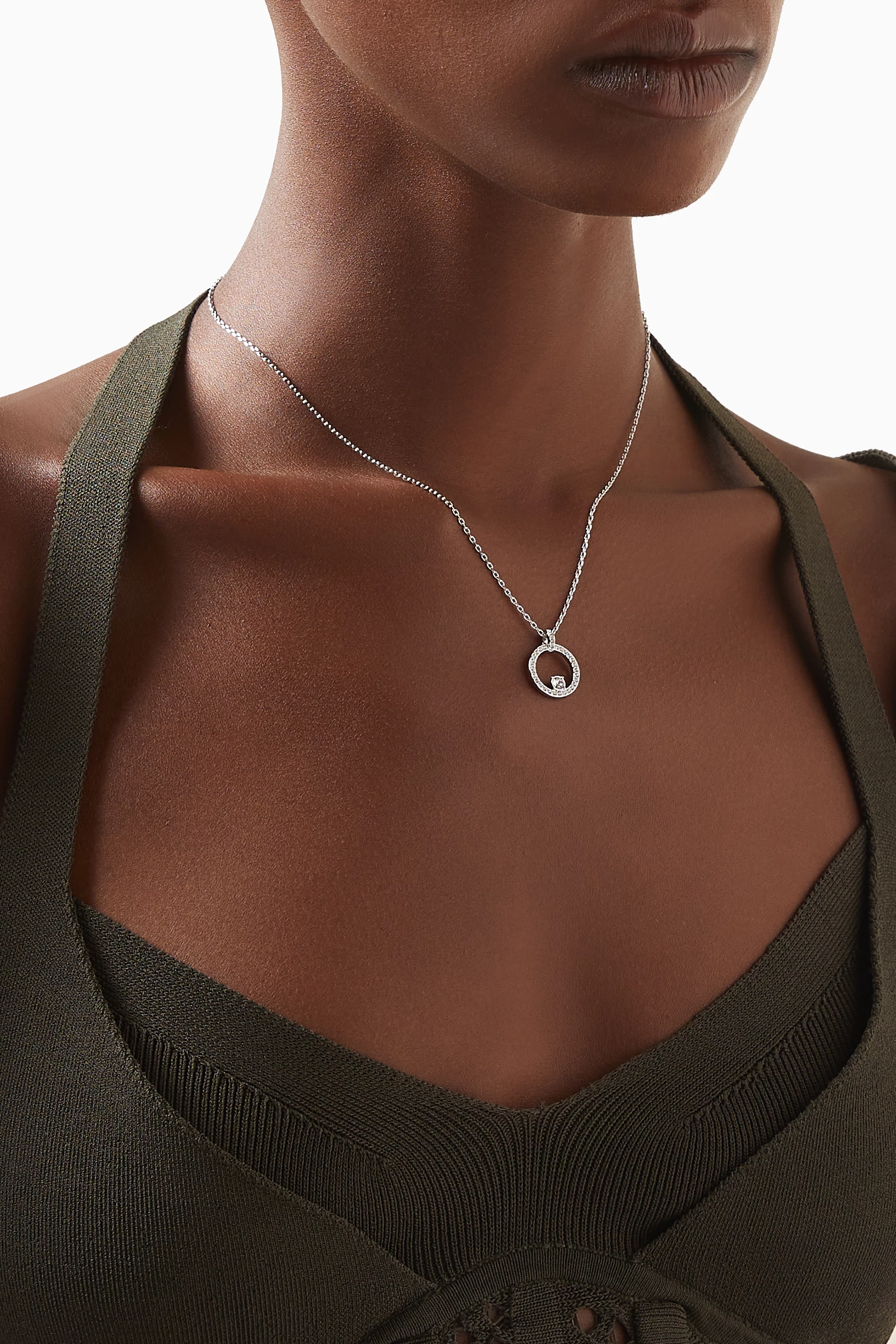 Circle swarovski crystal necklace hot sale