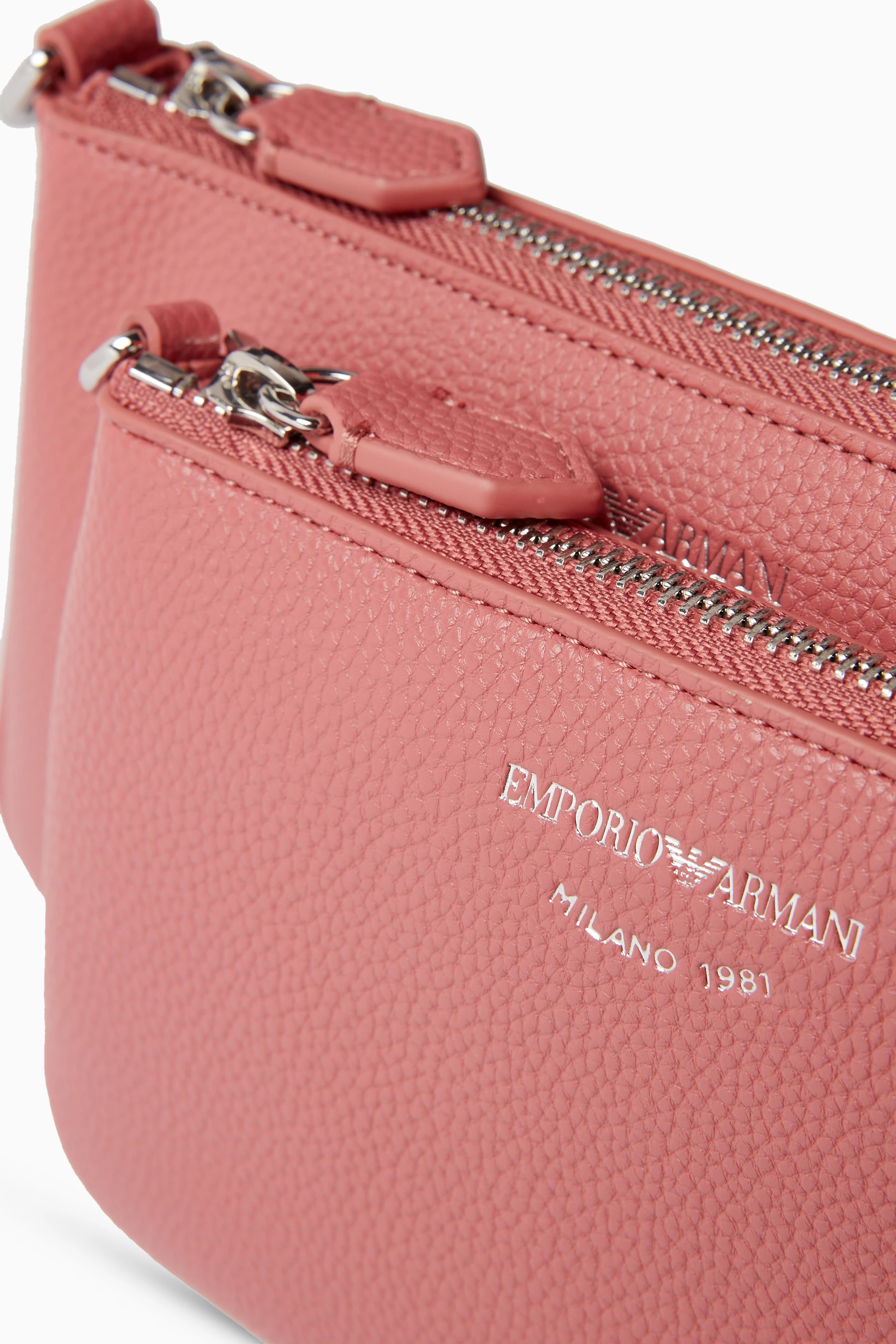 Buy Emporio Armani Pink Logo Chain embellished Shoulder Bag in Leather For Women Online Ounass UAE