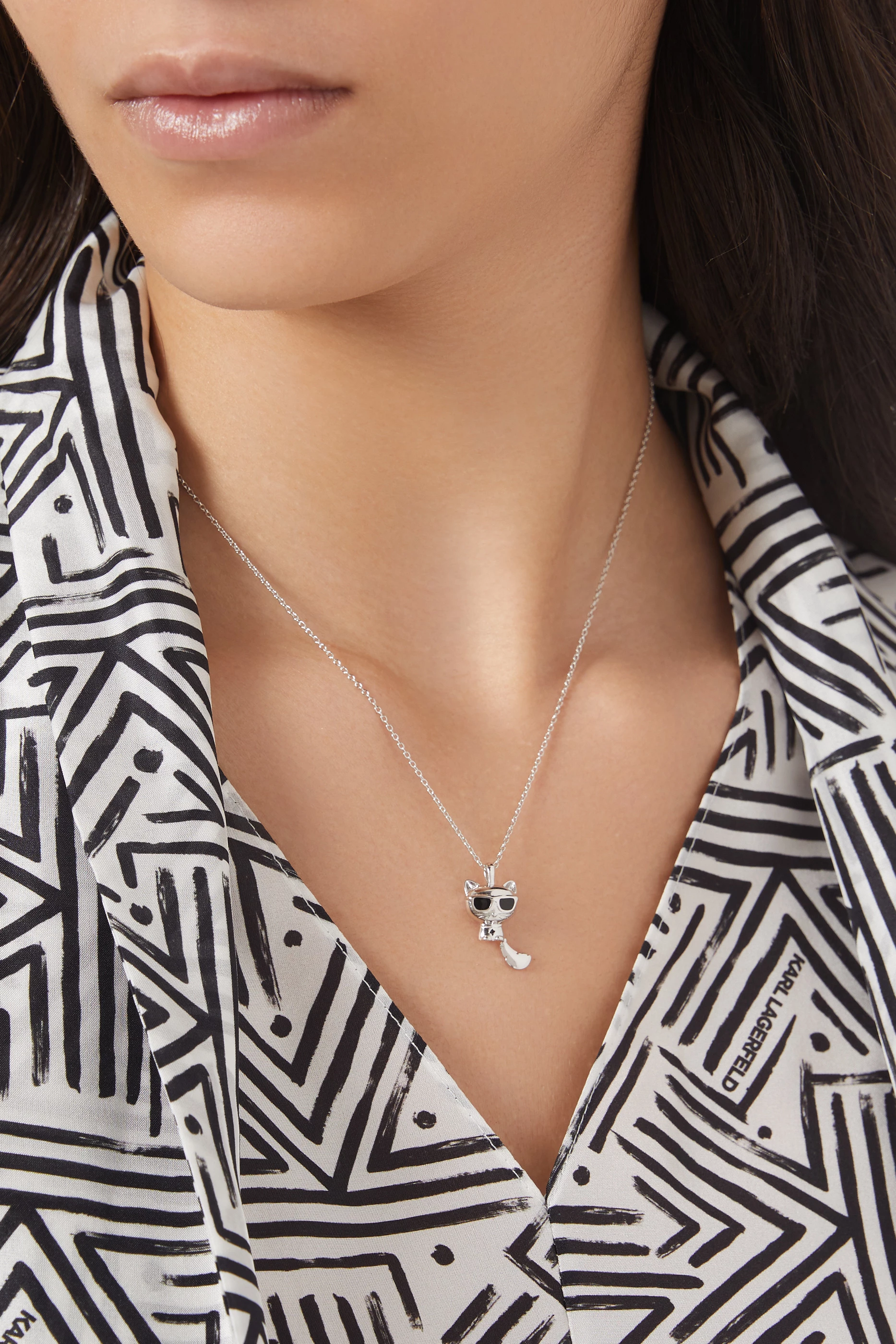 Buy KARL LAGERFELD Silver K Ikonik Choupette Necklace in Sterling Silver For Women Online Ounass UAE