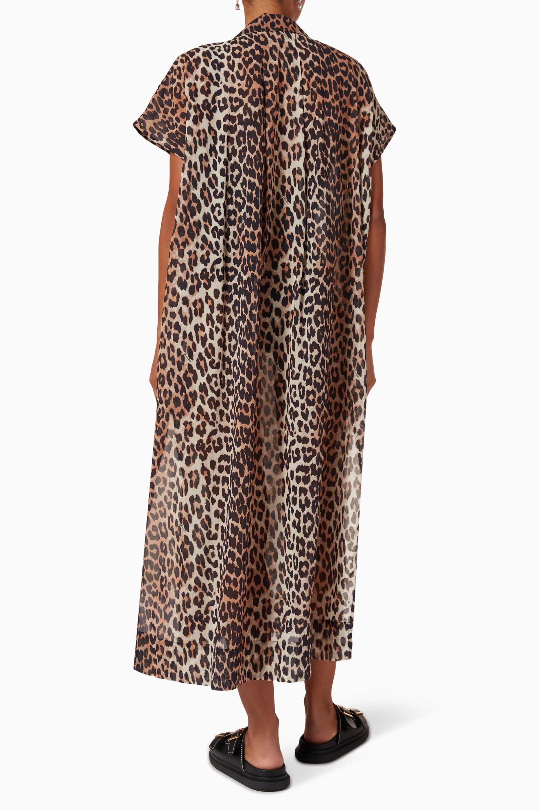 Buy Ganni Brown Leopard-print Kaftan in Organic Cotton For Women Online |  Ounass UAE