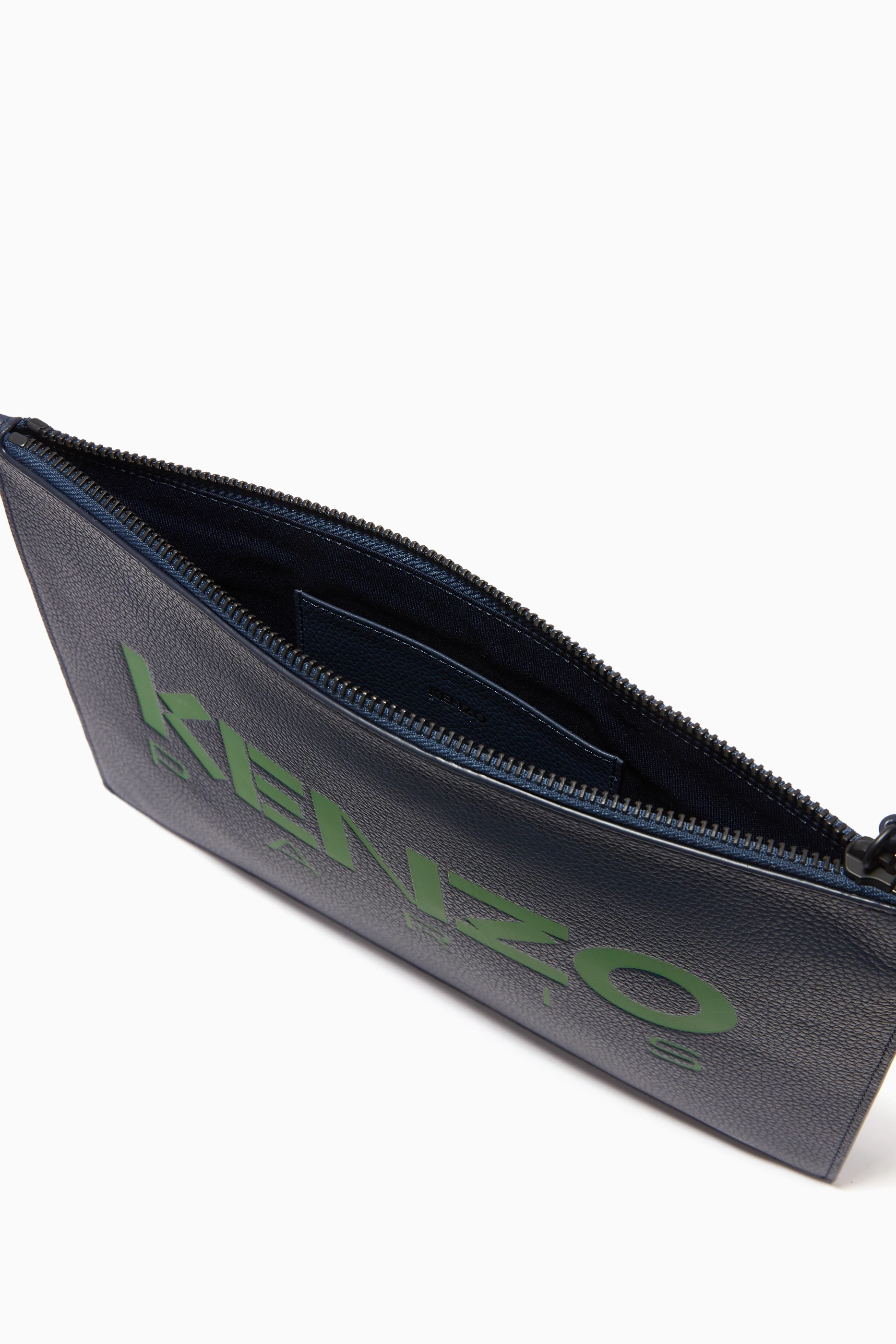 Buy KENZO Blue Kenzo Paris Pouch in Leather For Men Online