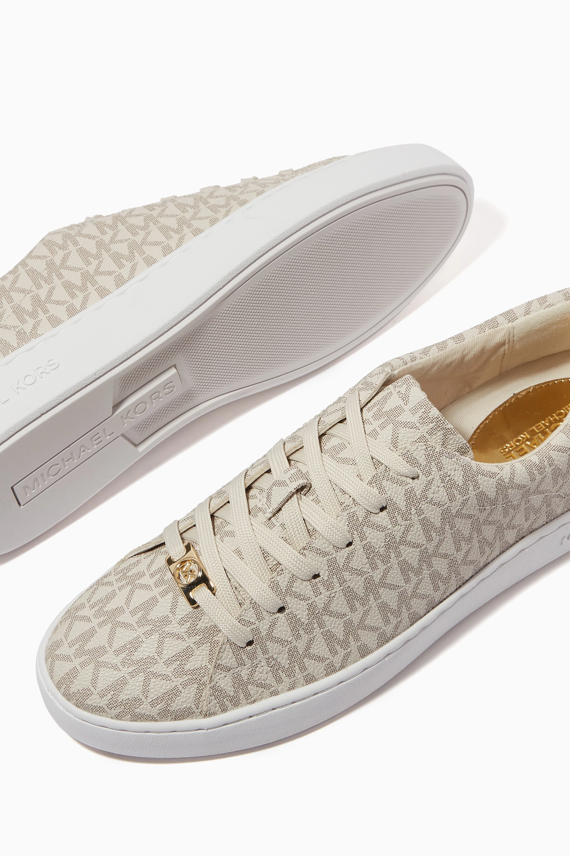 Buy Michael Kors White Keaton Logo Sneakers in Canvas For Women Online Ounass UAE