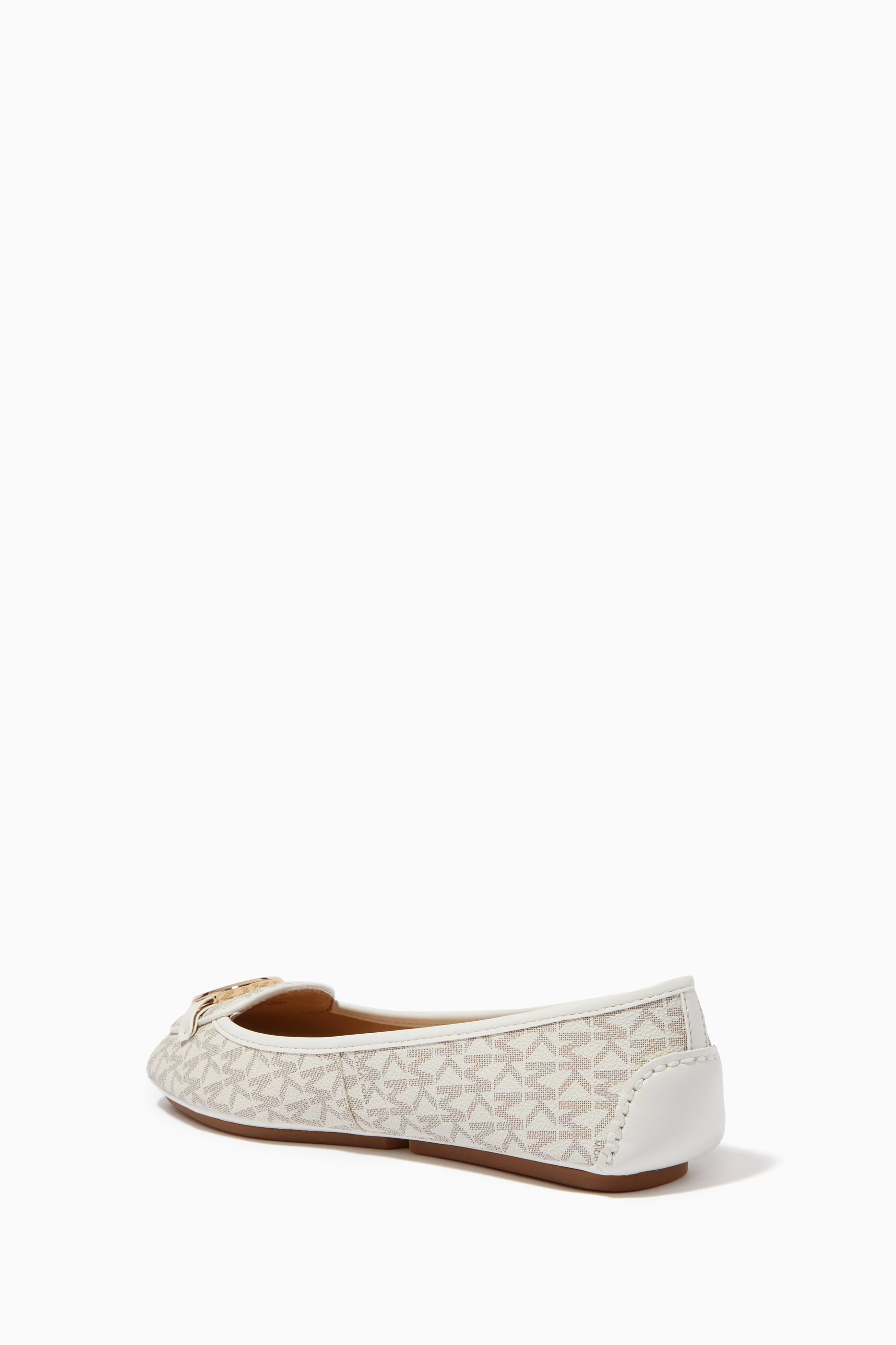 Buy Michael Kors White Lillie Ballet Flats in Signature Monogram Canvas For Women Online Ounass UAE