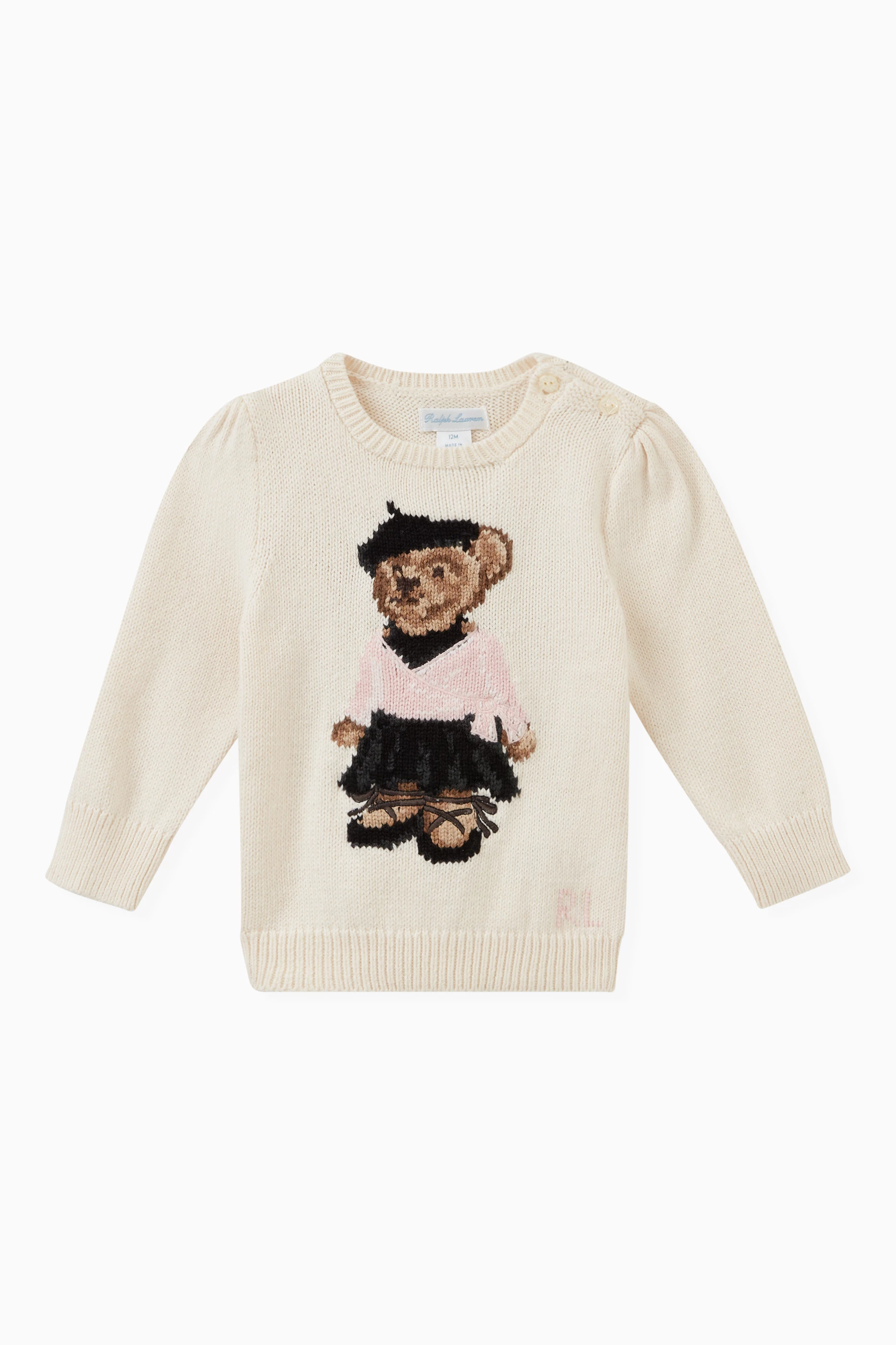 Buy Polo Ralph Lauren Neutral Polo Bear Sweater in Cotton Knit For