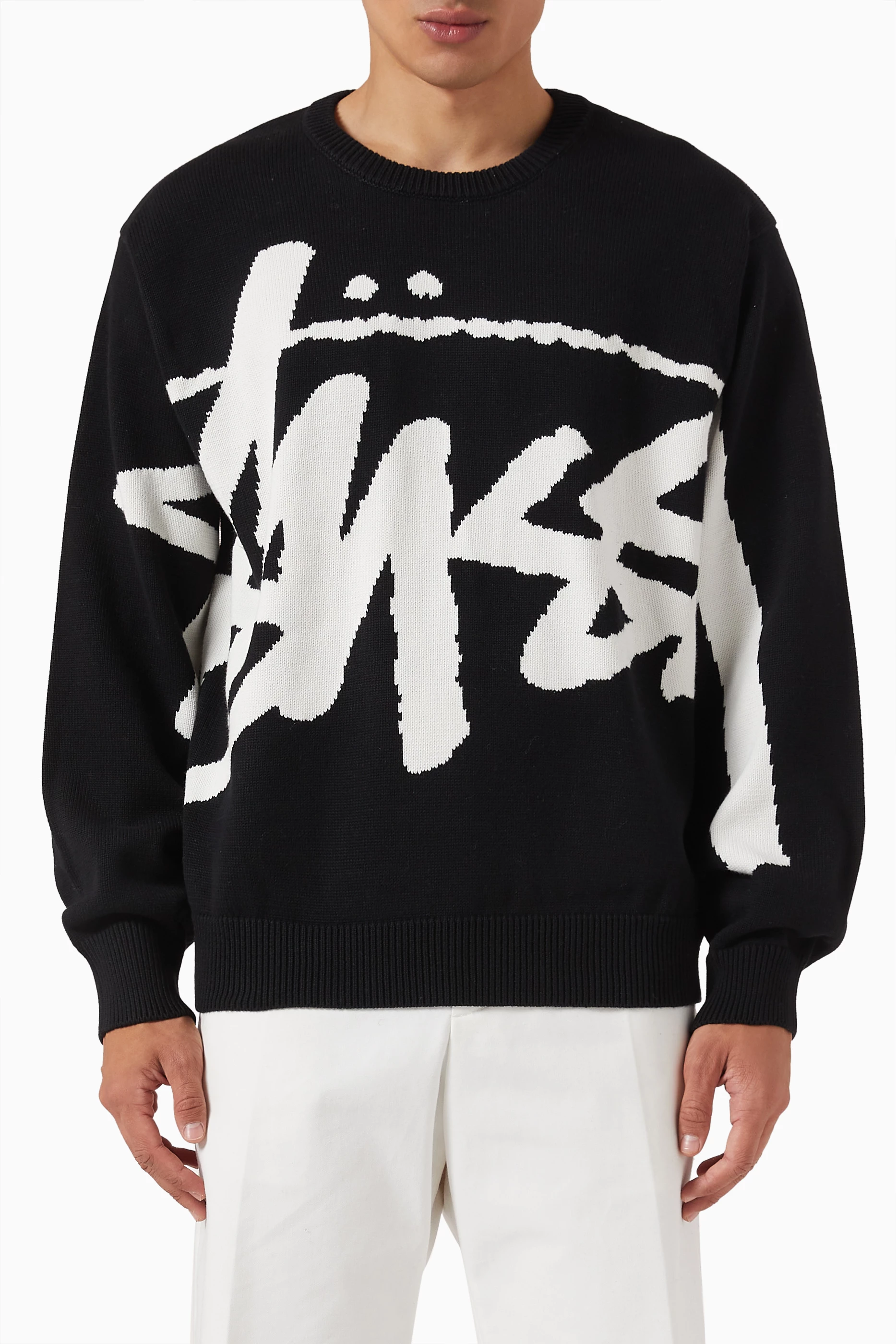 Buy Stussy Black Stock Sweater in Knit Cotton For Men Online Ounass UAE