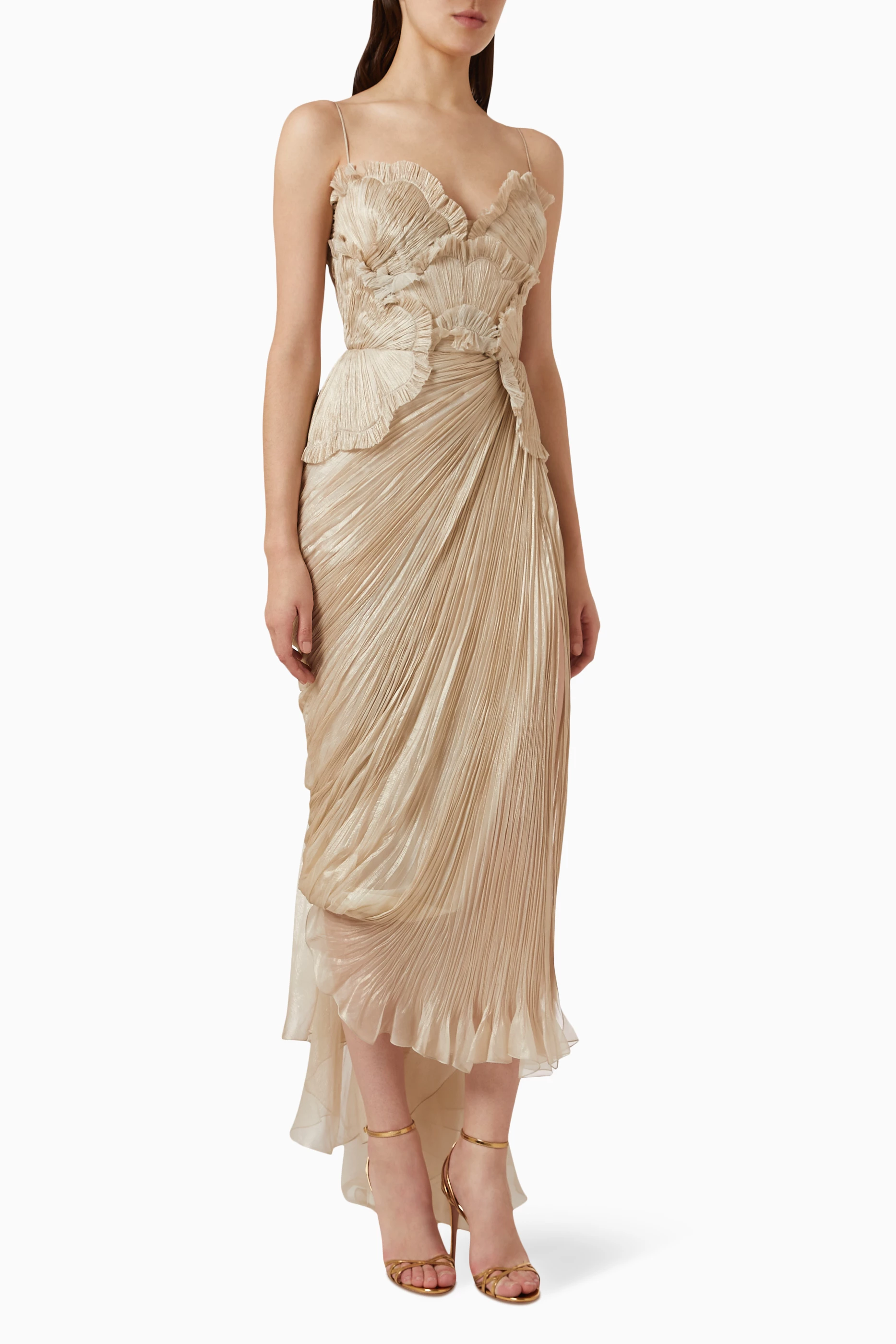 Buy Maria Lucia Hohan Silver Ellery Midi Dress in Silk For Women Online Ounass UAE