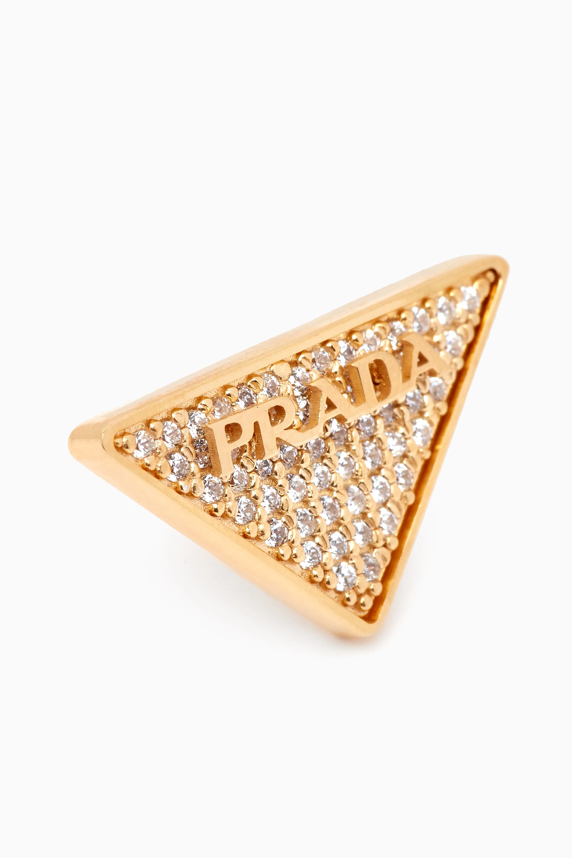 Buy Prada White Crystal-studded Logo Stud Earrings in Metal For
