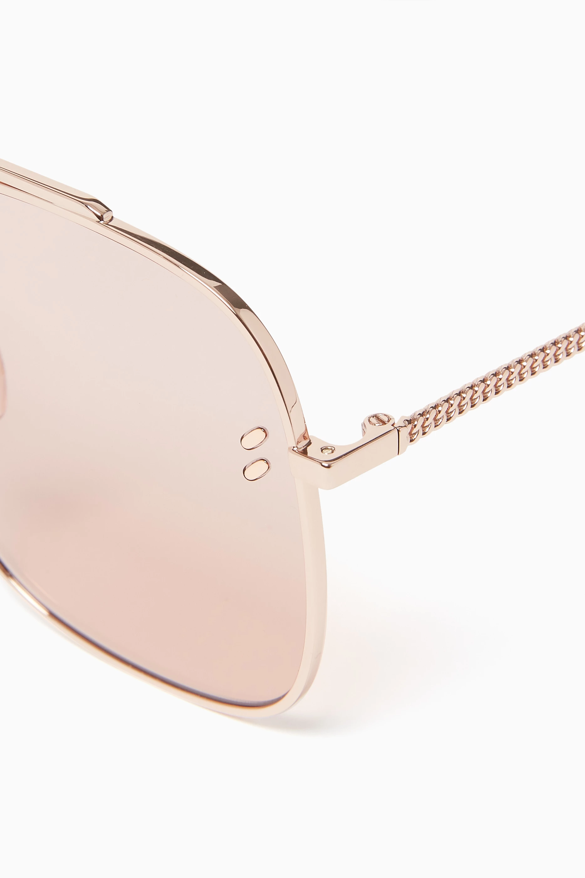 Buy Stella McCartney Gold Aviator Sunglasses in Metal For  display picture 1