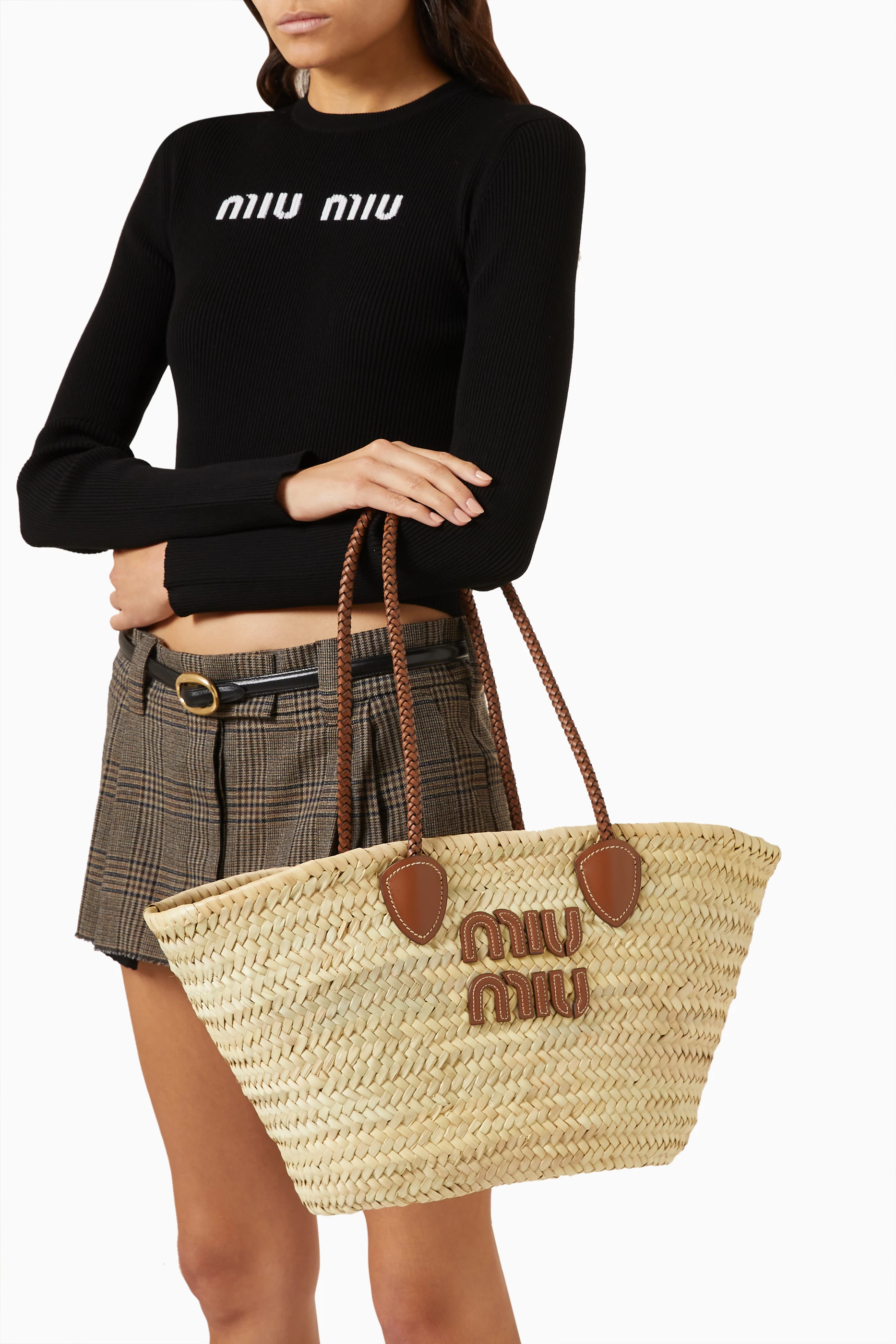 MIU MIU Palmetto　ラフィアバッグ Miu Miu Palmetto Tote Bag in Natural | Lyst