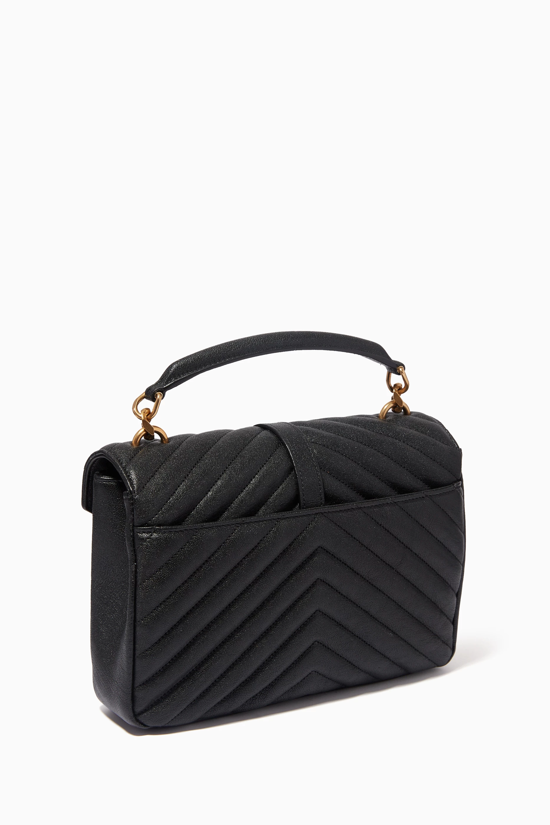 Buy SAINT LAURENT Black Medium College Chain Quilted Shoulder Bag in Leather For Women Online Ounass UAE