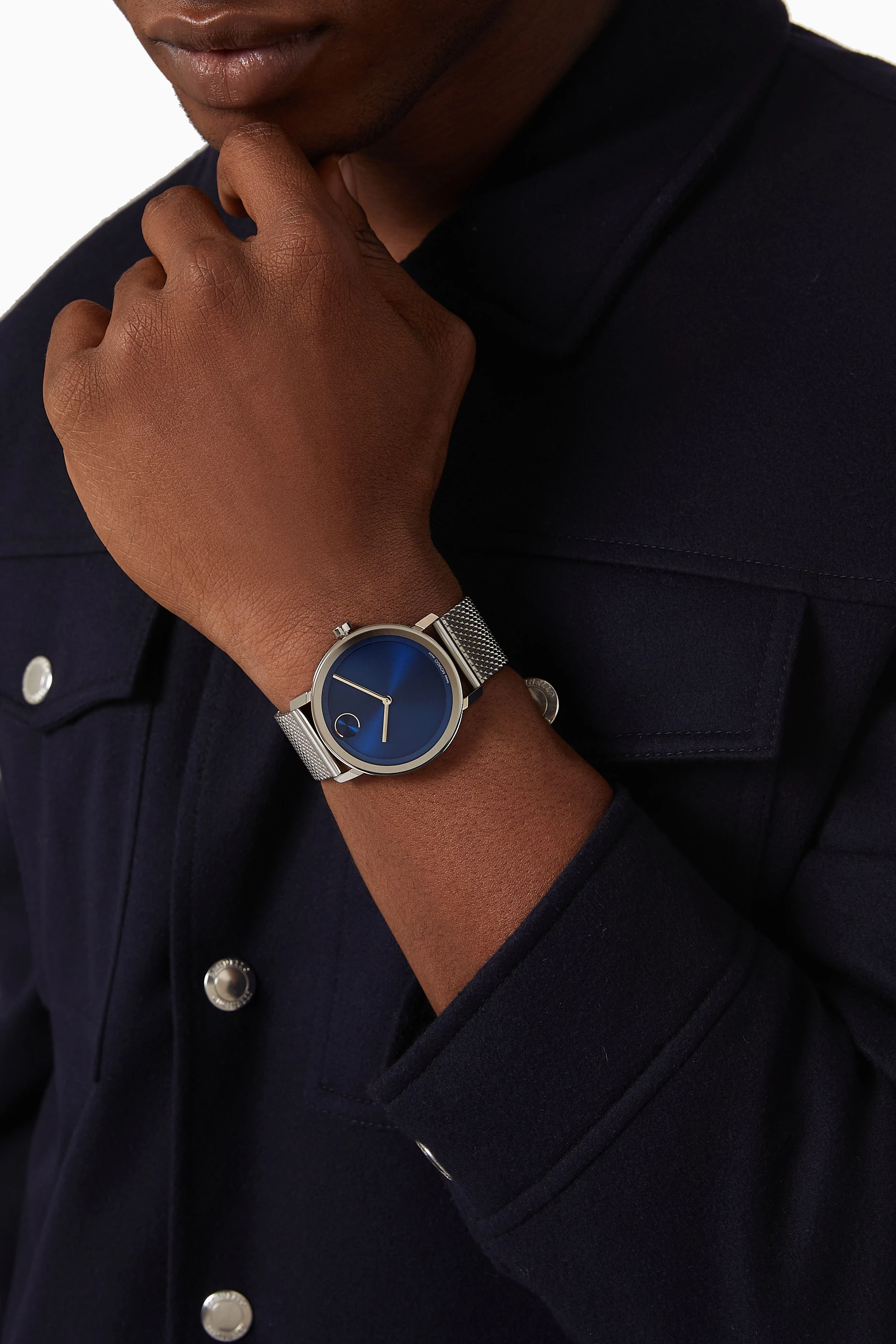 Buy Movado Silver BOLD Evolution Mesh Bracelet Quartz Watch 40mm For Men Online Ounass UAE