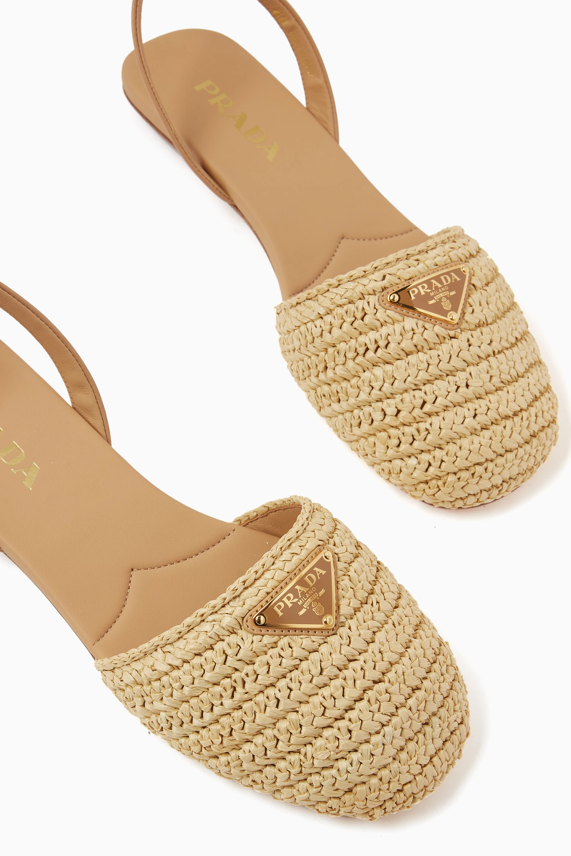 Buy Prada Neutral Wrap around Flat Sandals in Raffia For Women Online Ounass UAE