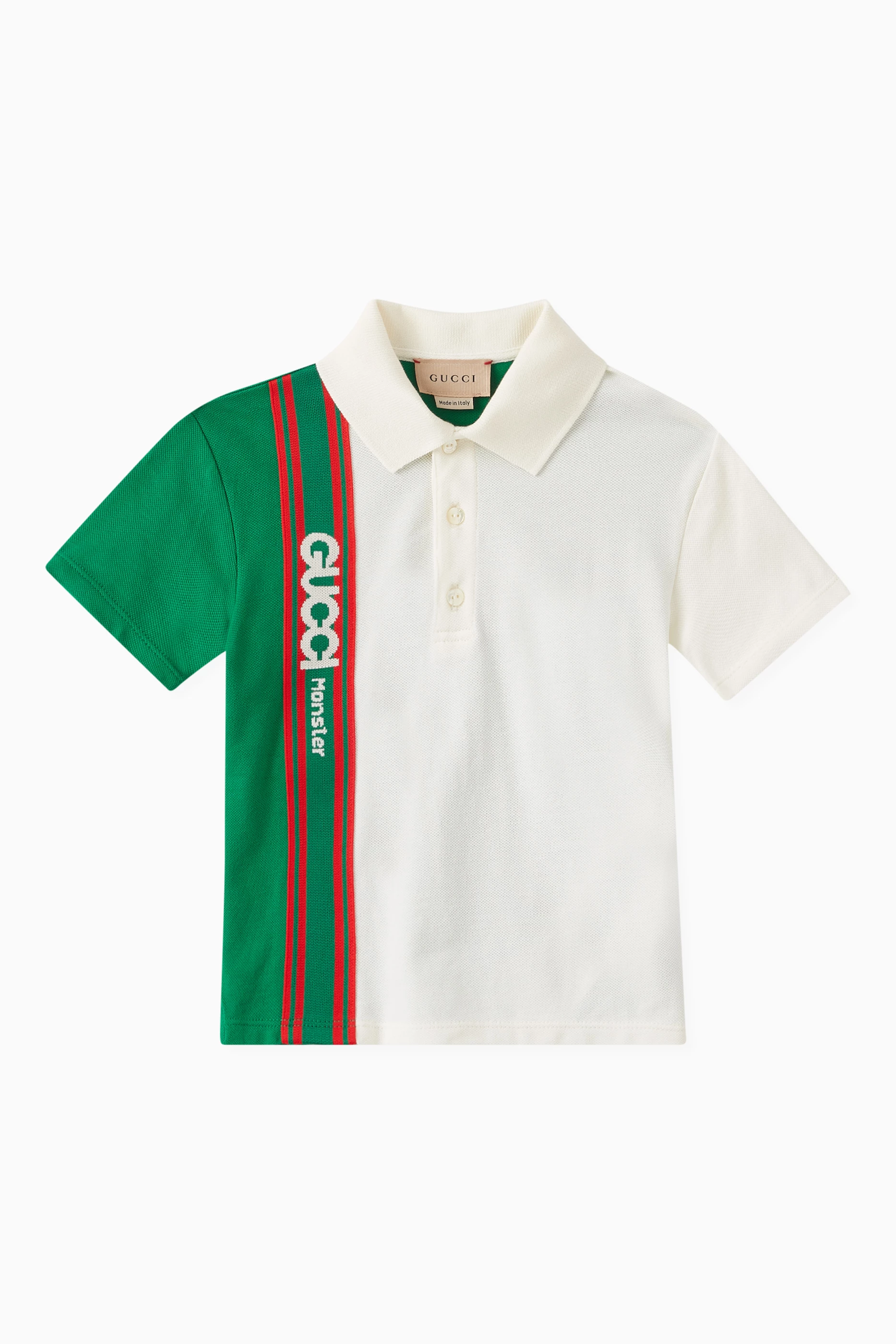 Buy Gucci Green Gucci Monster Logo Polo Shirt in Cotton Stretch For Baby Boys Online Ounass UAE