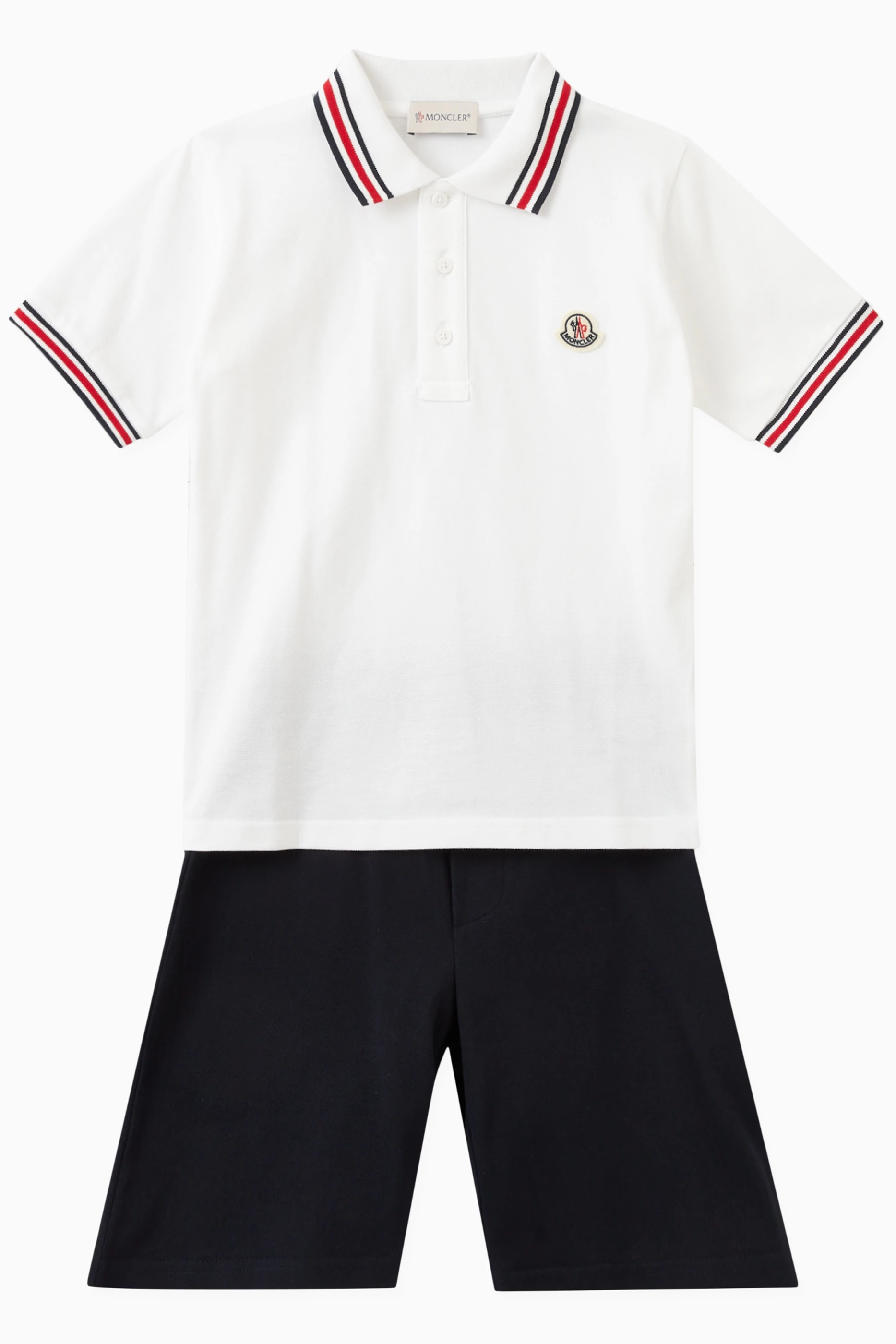 Buy Moncler Enfant White Striped T shirt and Shorts Set in Cotton For Boys Online Ounass UAE