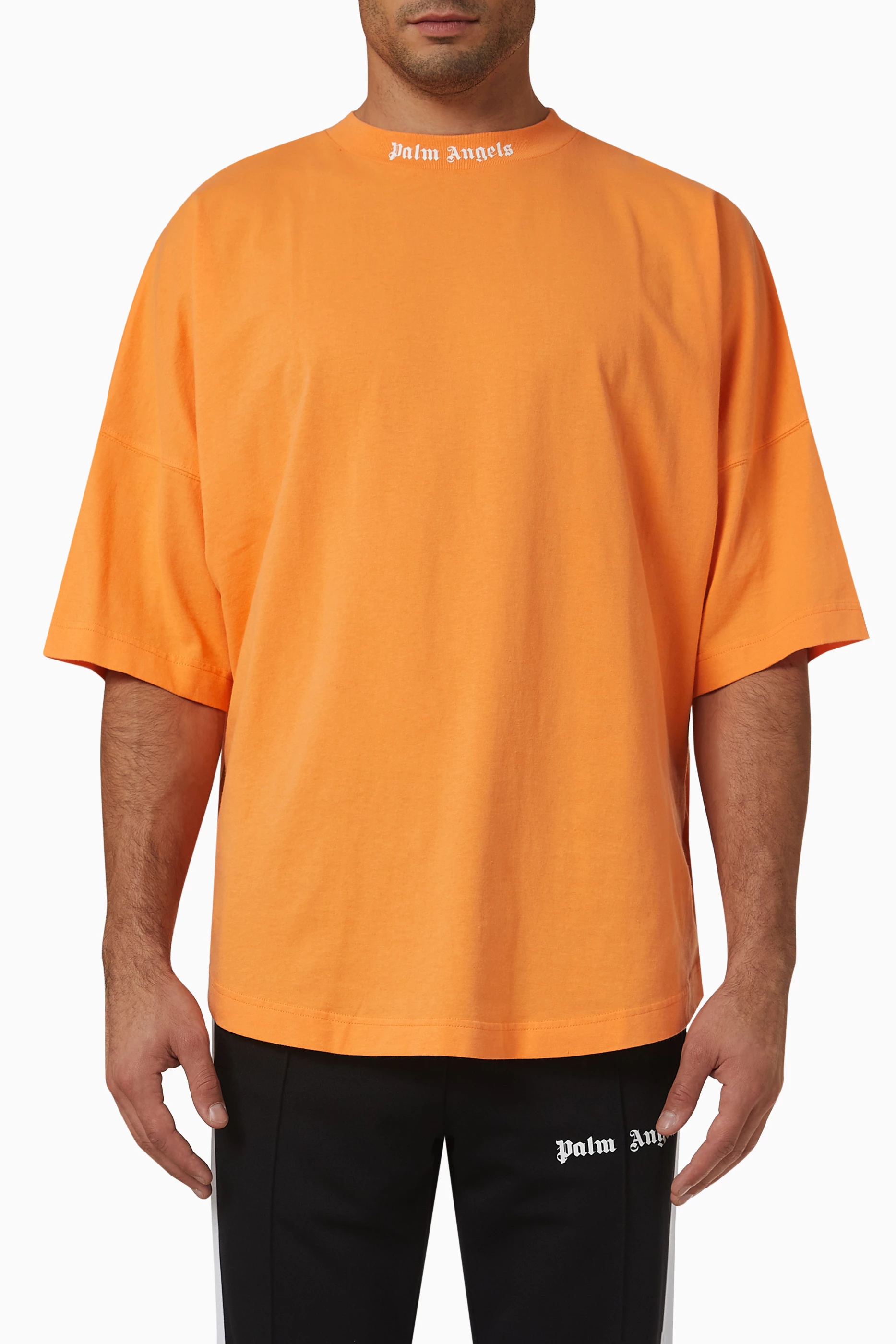 Buy Palm Angels Orange Classic Logo T-shirt in Cotton Jersey For 
