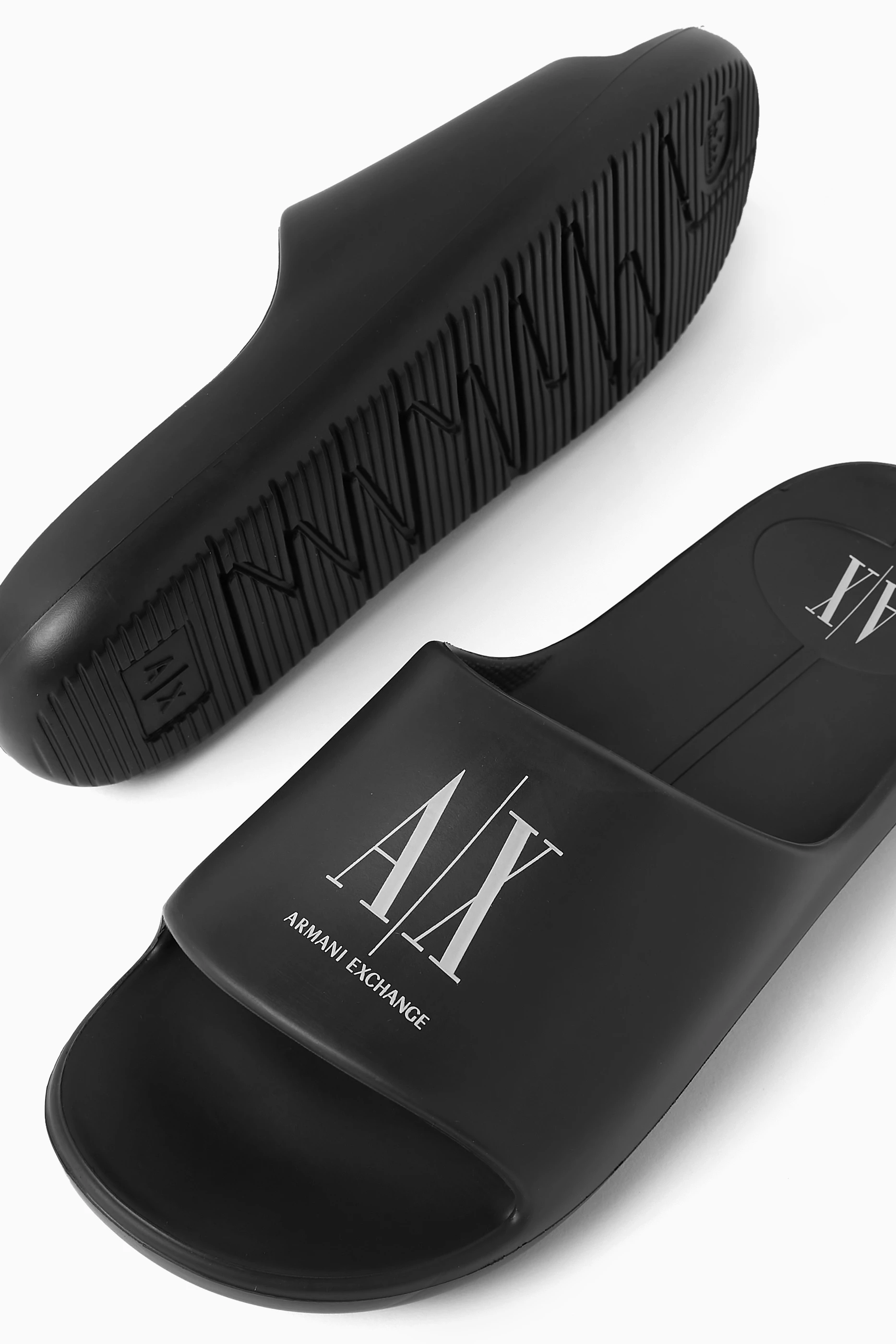 Buy Armani Exchange Black AX Icon Bubble Slides in Rubber For Women Online Ounass UAE