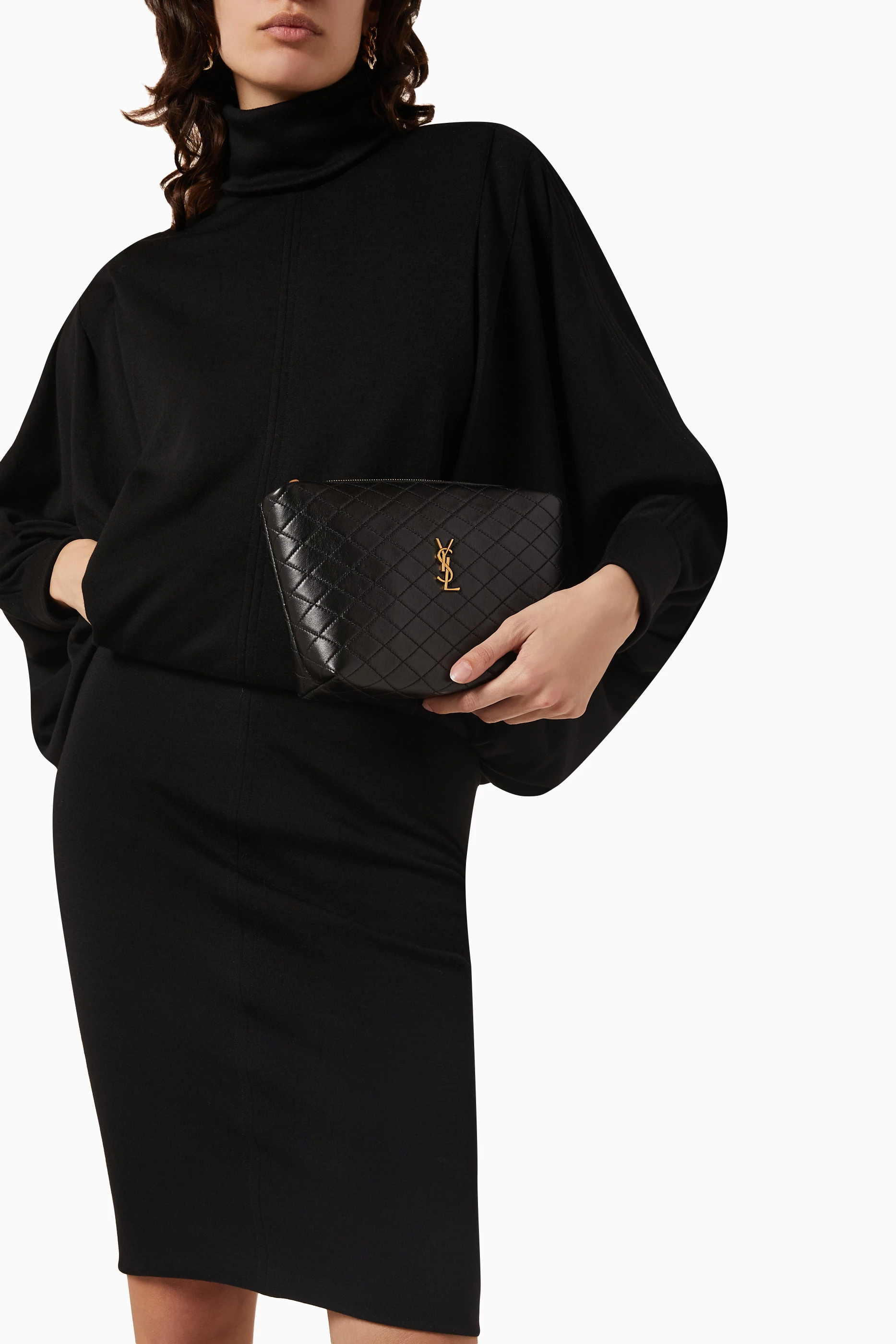 Buy SAINT LAURENT Black Gaby Cosmetic Pouch in Quilted Lambskin For Women Online Ounass UAE
