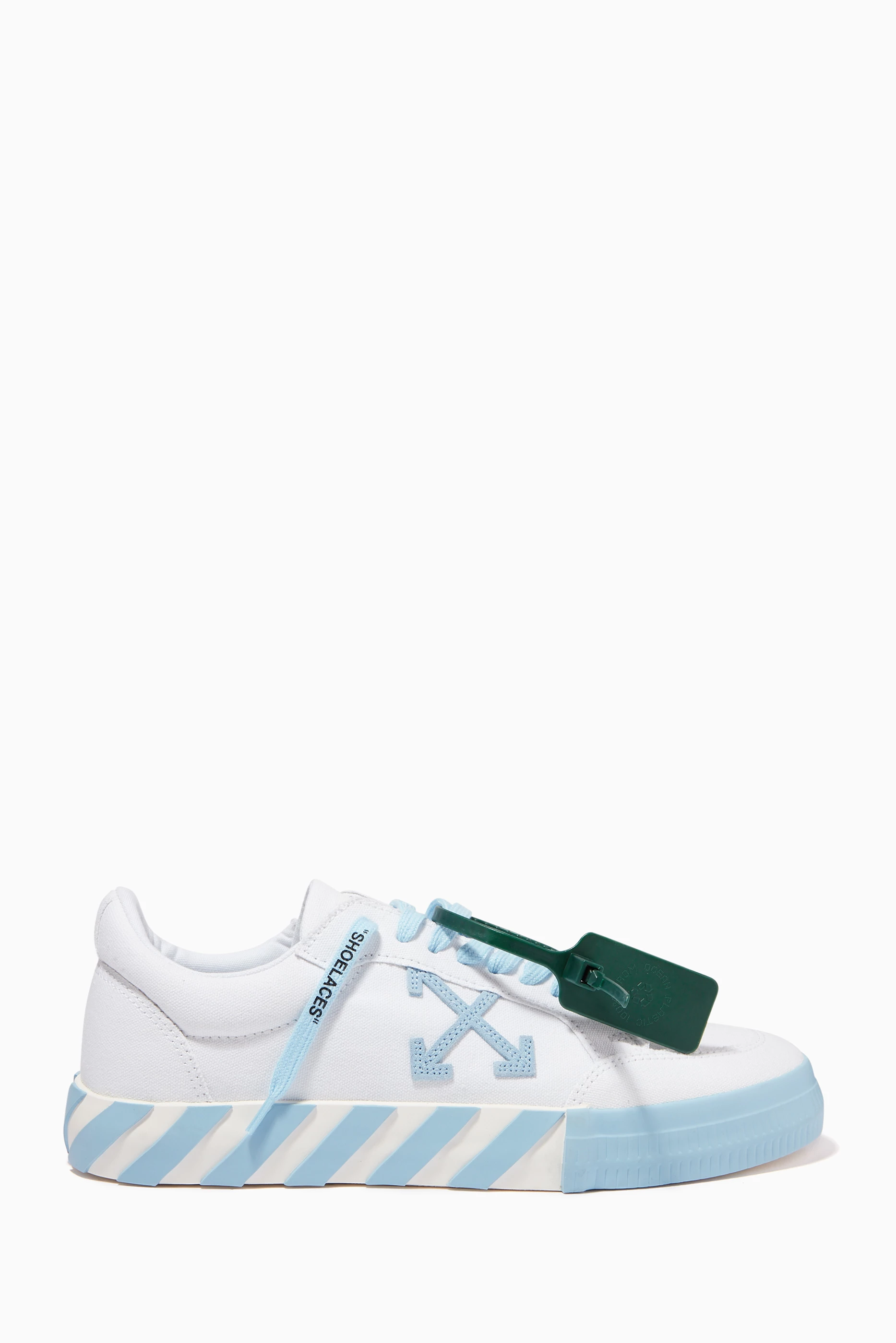 Buy Off-White Blue Low Vulcanized Sneakers in Canvas For Men