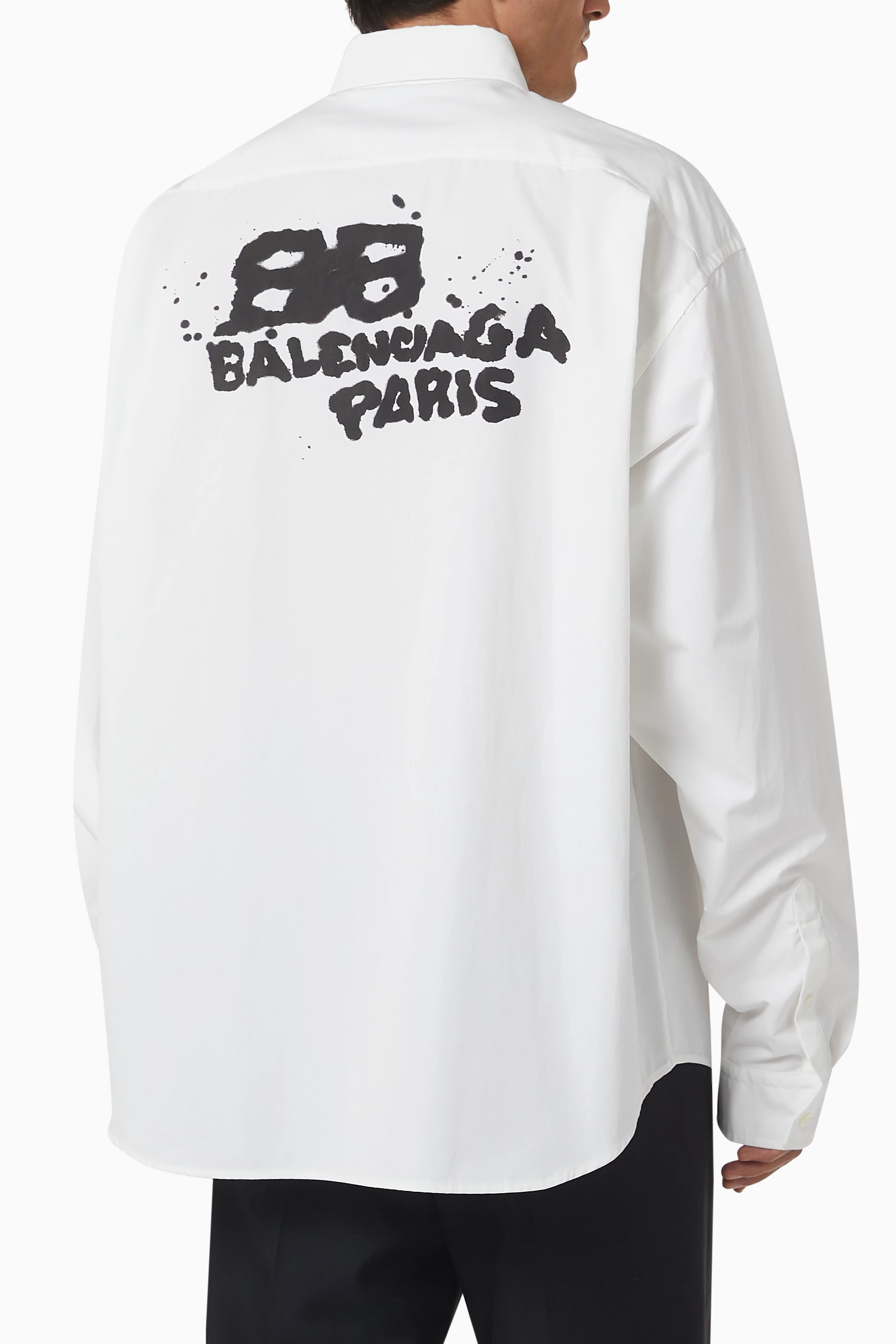 Buy Balenciaga White Hand Drawn BB Icon Shirt in Cotton For