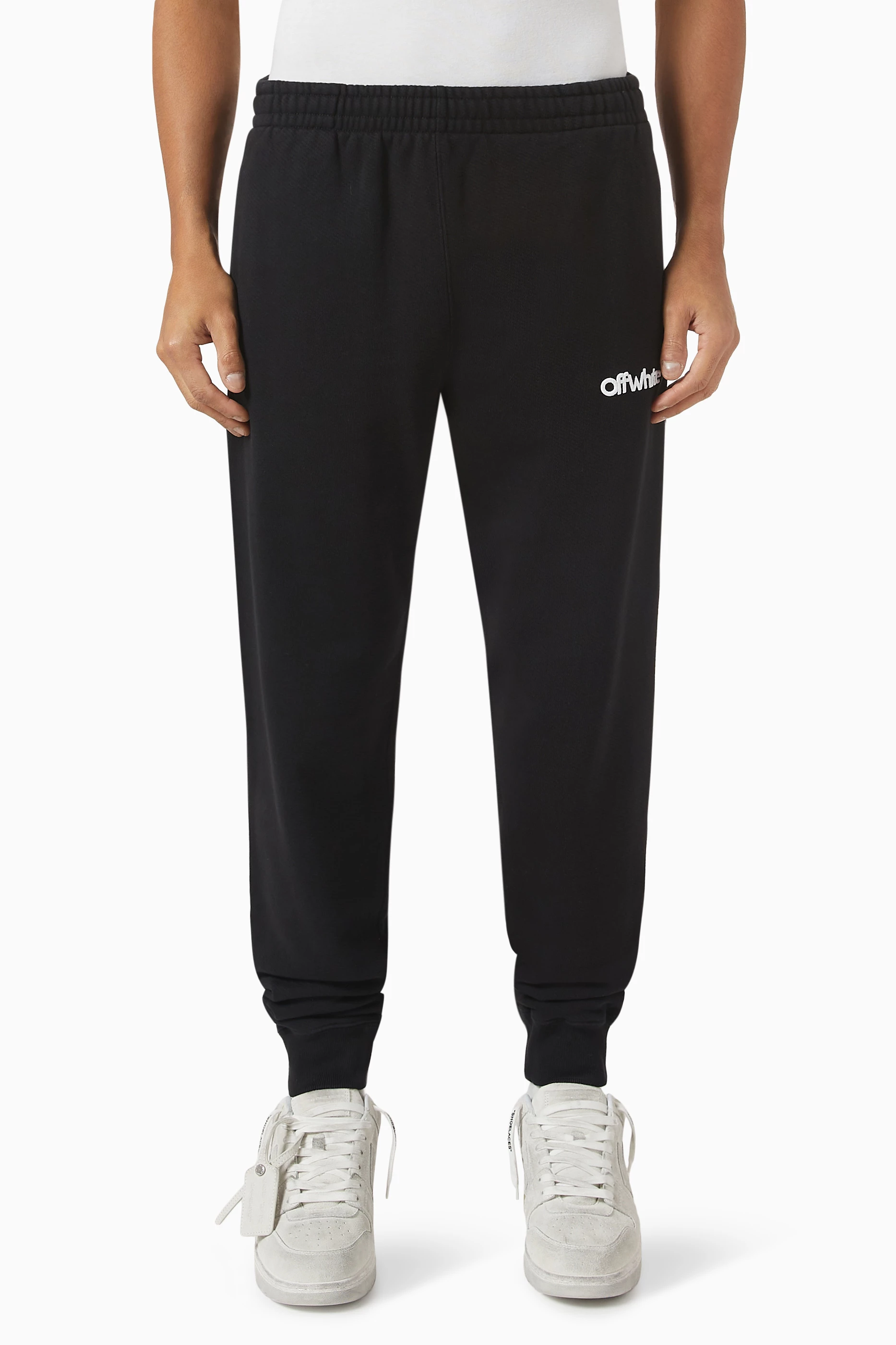 Buy Off White Black Chunky Logo Sweatpants in Cotton Jersey For Men Online Ounass UAE