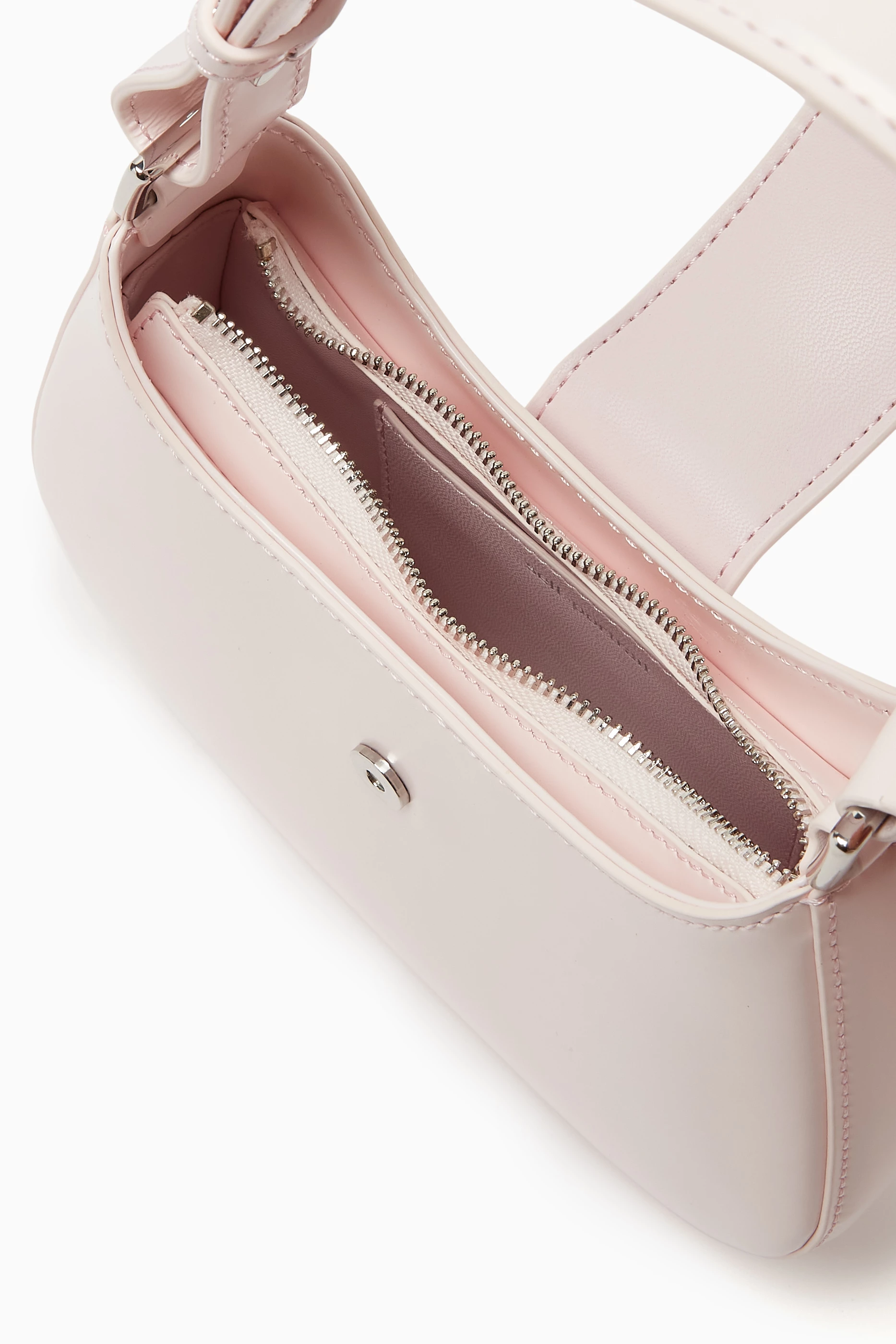 Buy Self Portrait Pink Mini Curved Bow Shoulder Bag in Leather For Women Online Ounass UAE