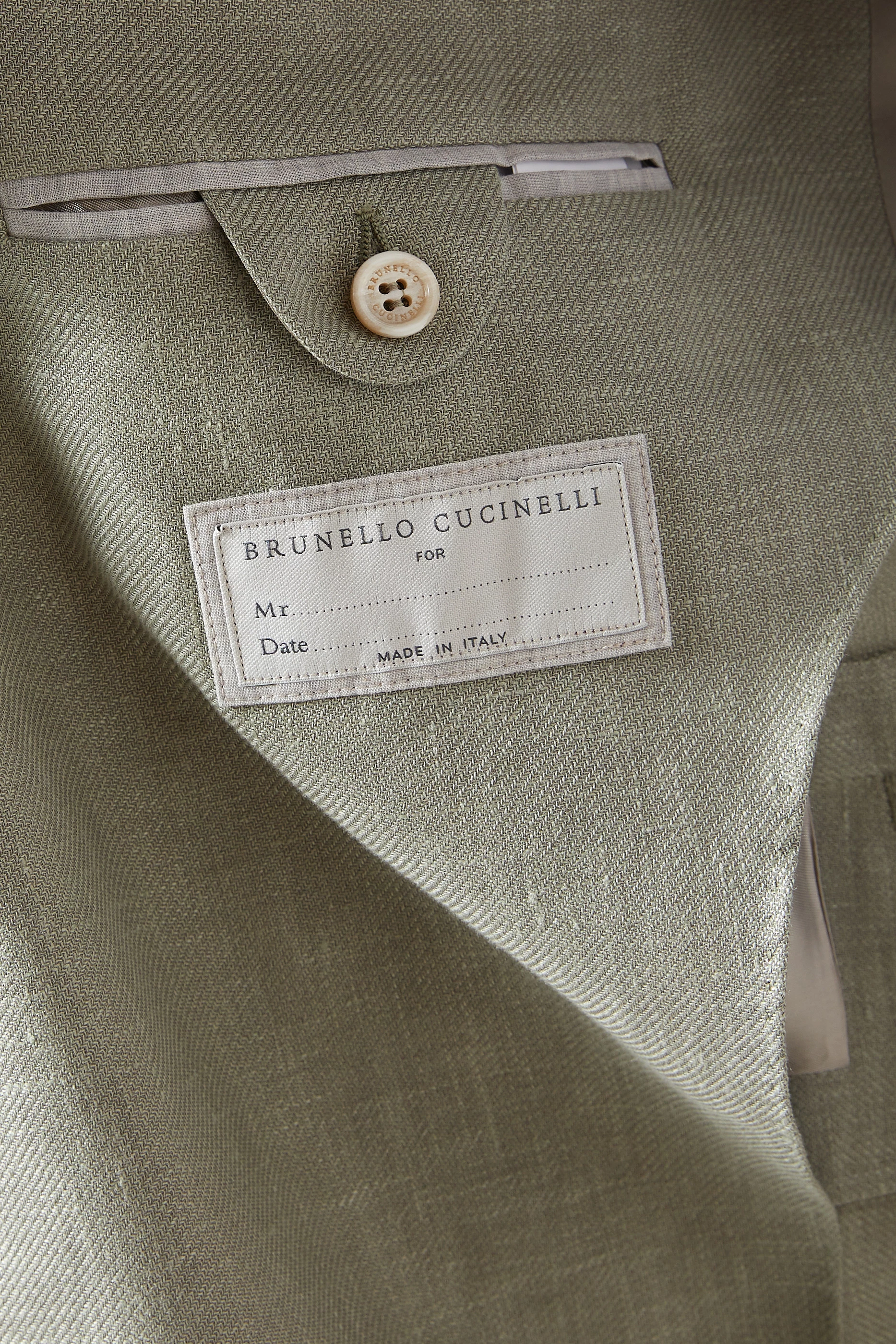 Buy Brunello Cucinelli Green Blazer Jacket in Linen For Men