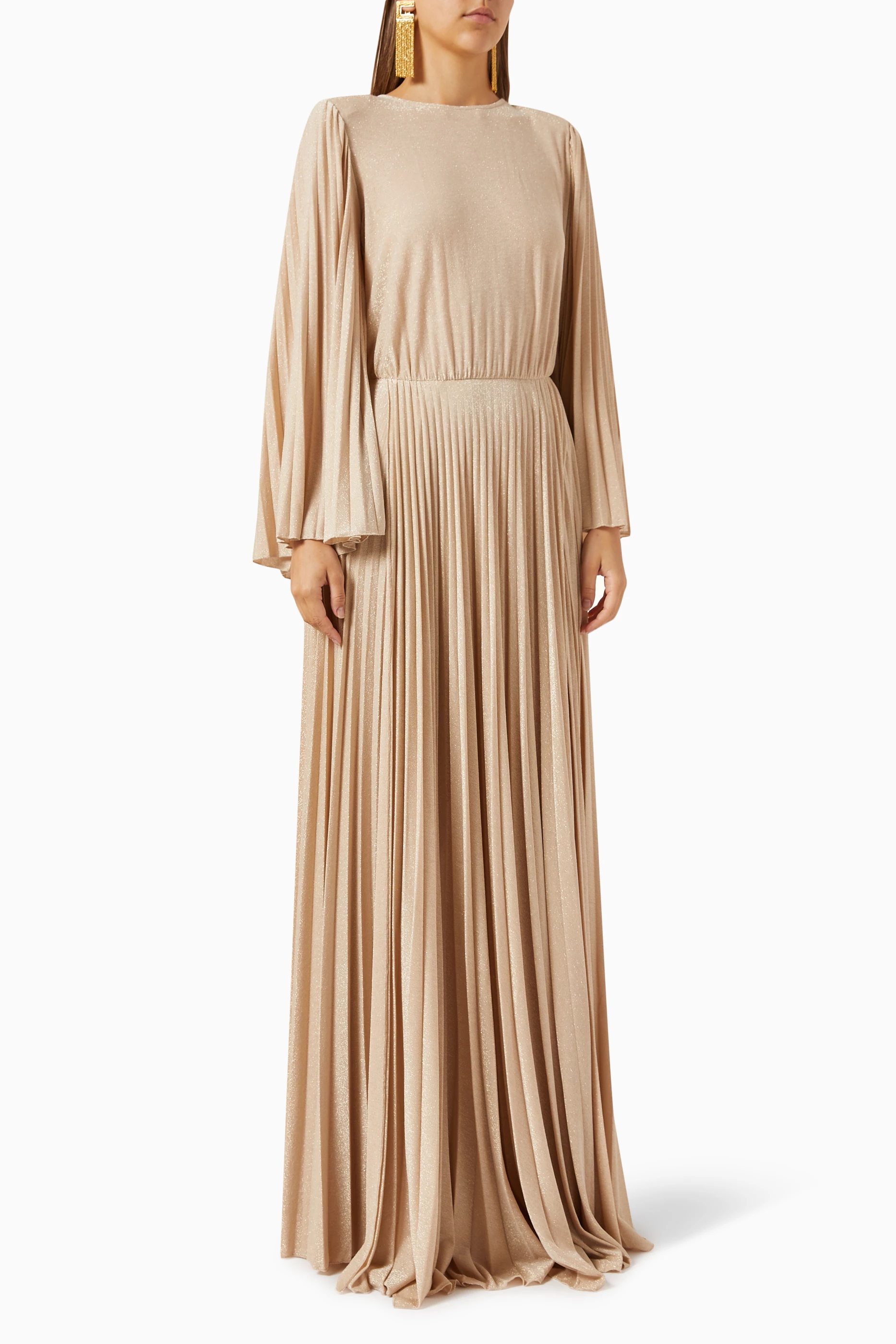 Buy Elisabetta Franchi Gold Red Carpet Maxi Dress in Lurex For Women Online Ounass UAE