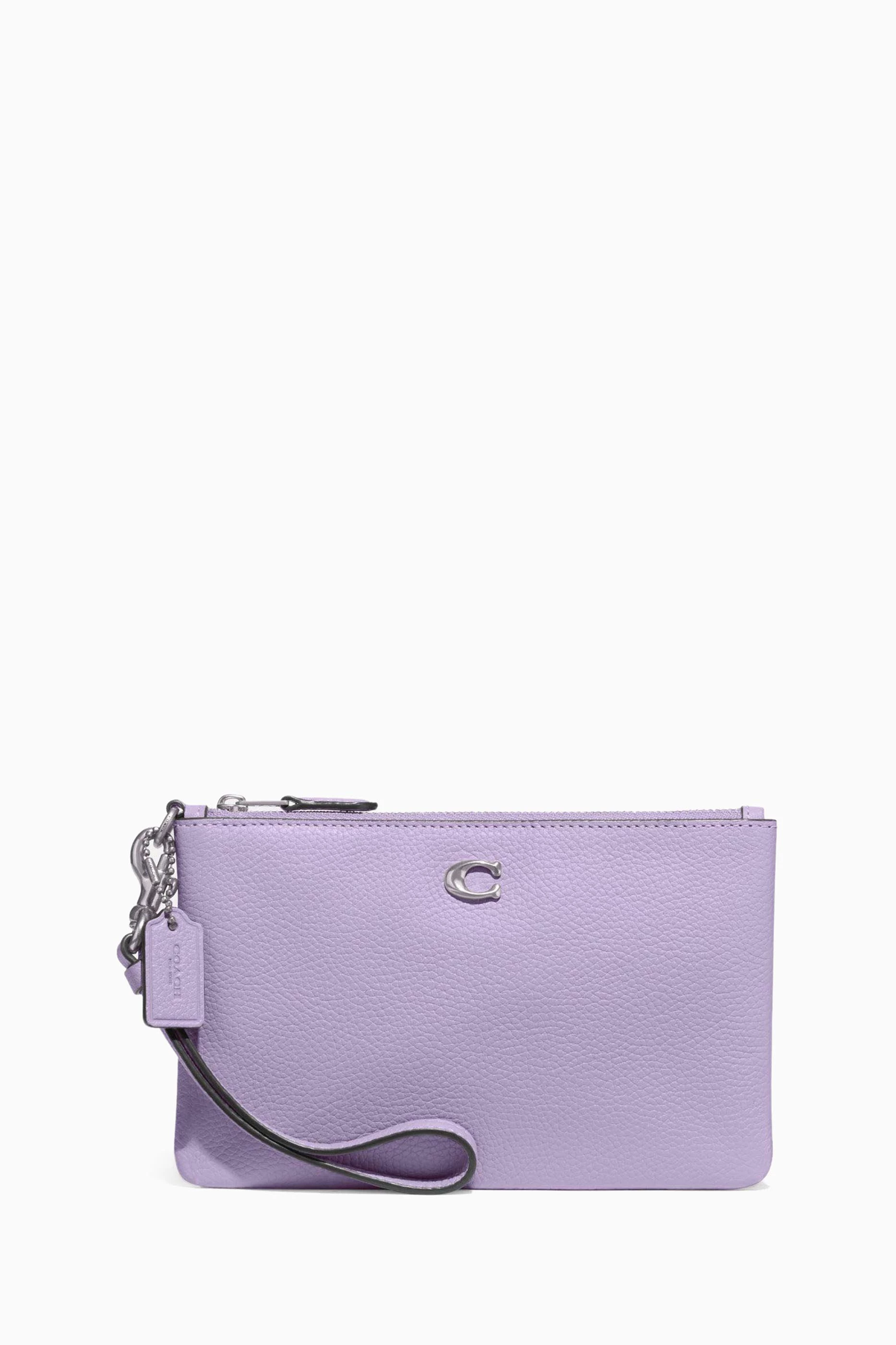 Buy Coach Purple Small Wristlet Pouch in Leather For Women Online Ounass UAE