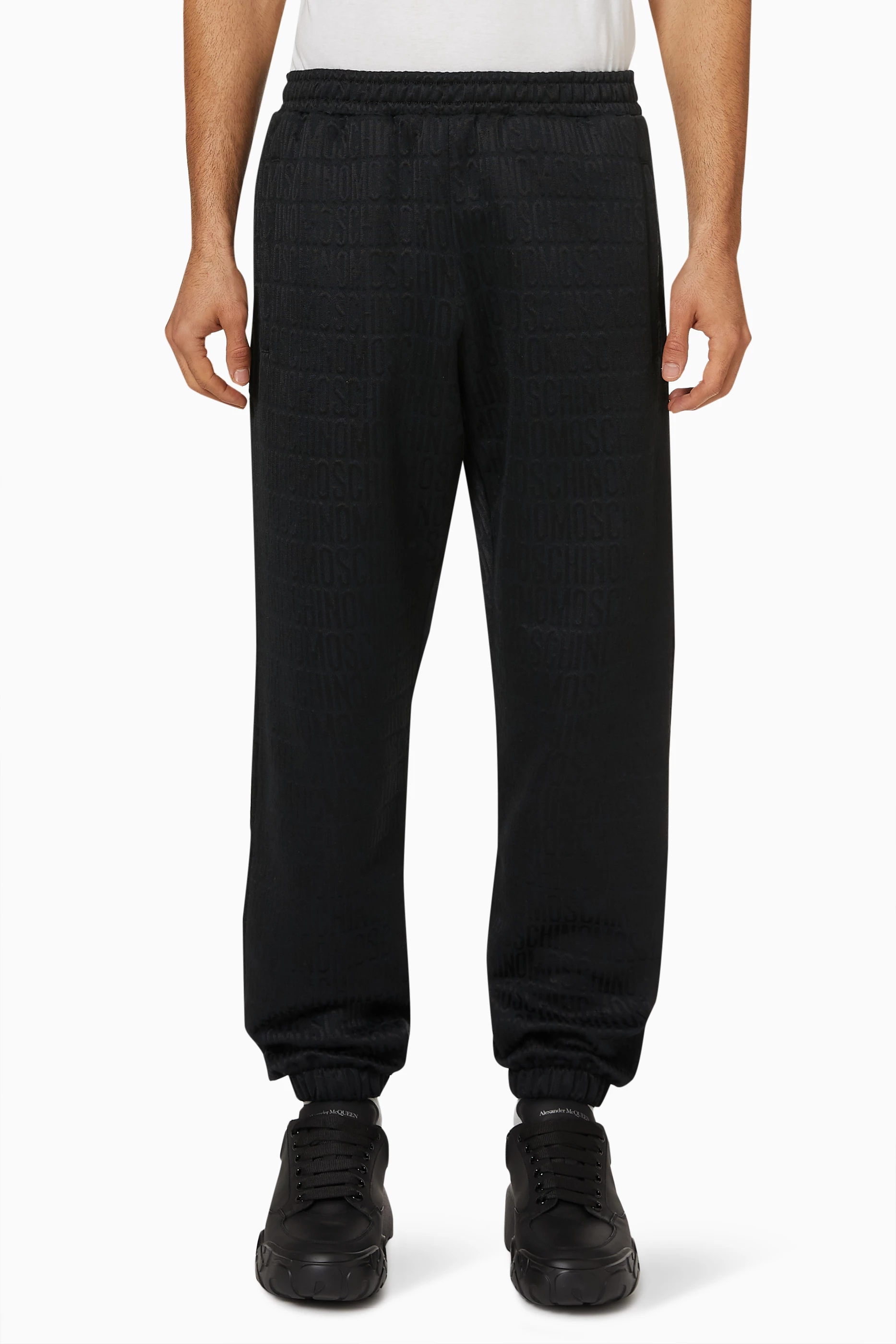 Buy Moschino Black Logo Joggers in Fleece For Men Online Ounass UAE