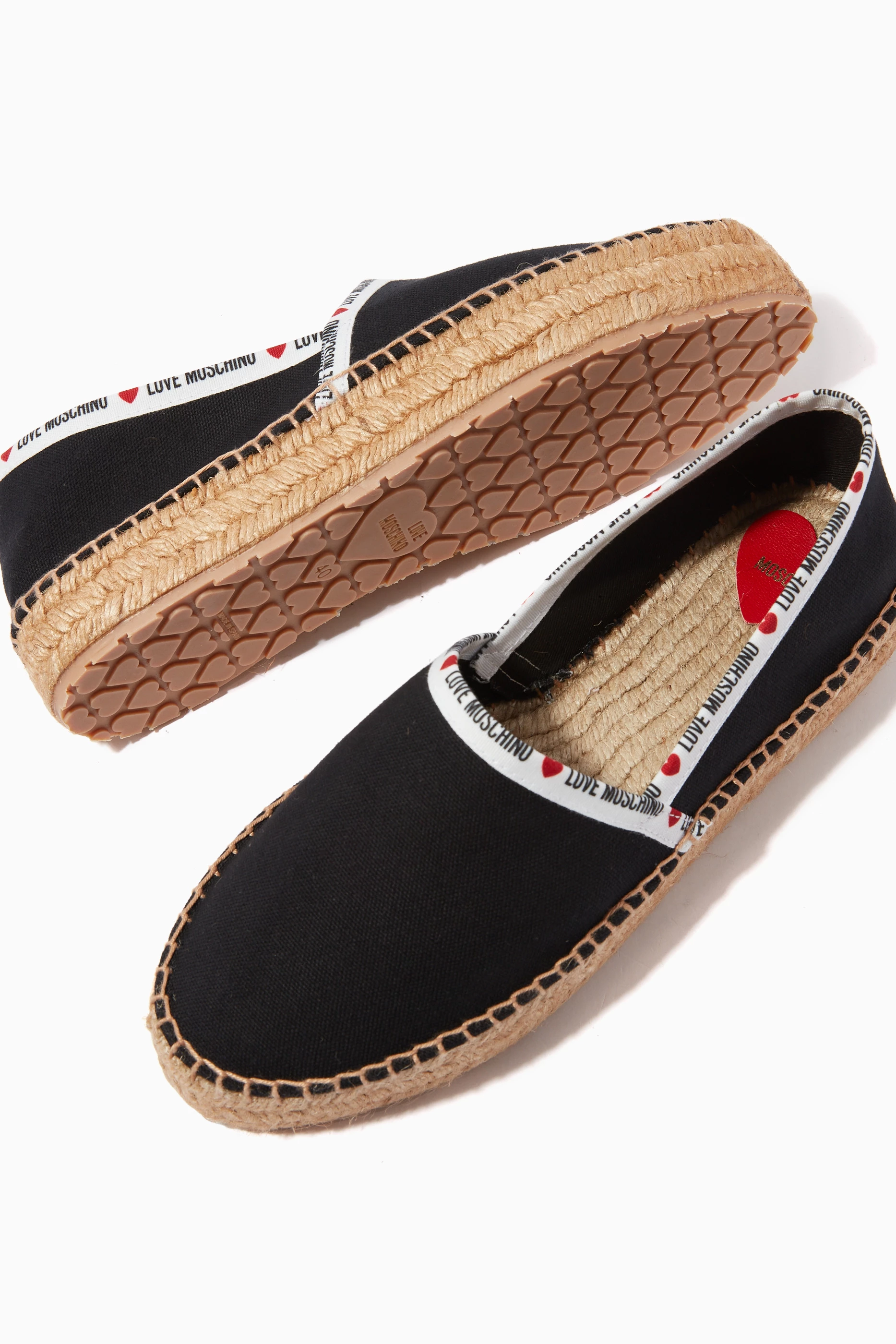 Buy Love Moschino Black Logo Trim Espadrilles in Leather For Women Online Ounass UAE