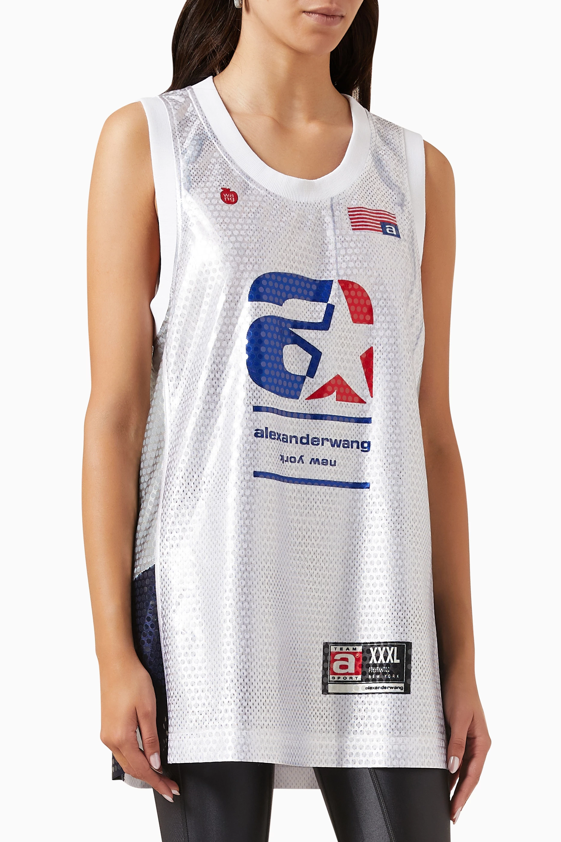 Buy Alexander Wang White Astar Basketball Jersey in Sequn-faille