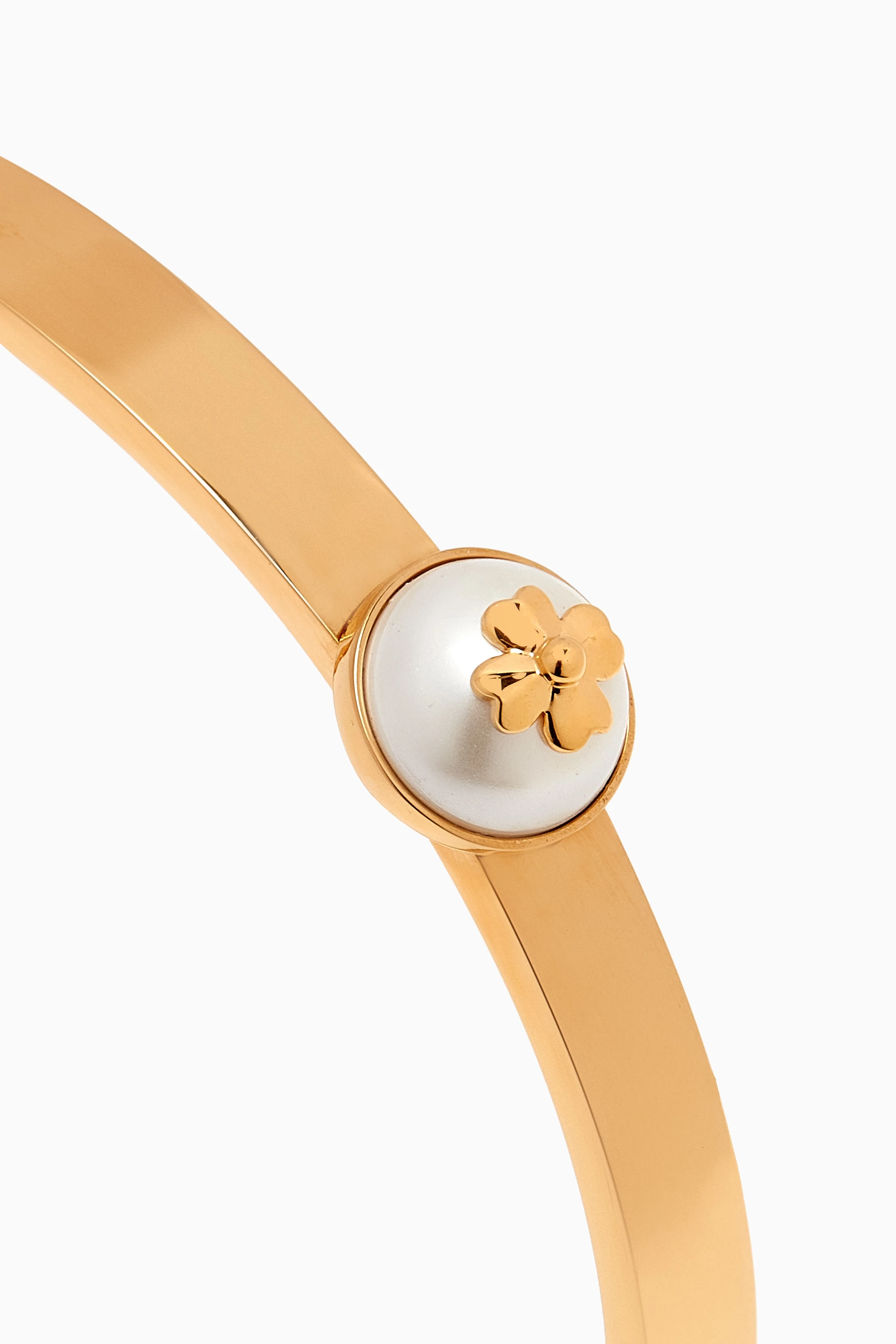 Buy Kate Spade New York Neutral Glass Pearl Bangle in Gold-plated