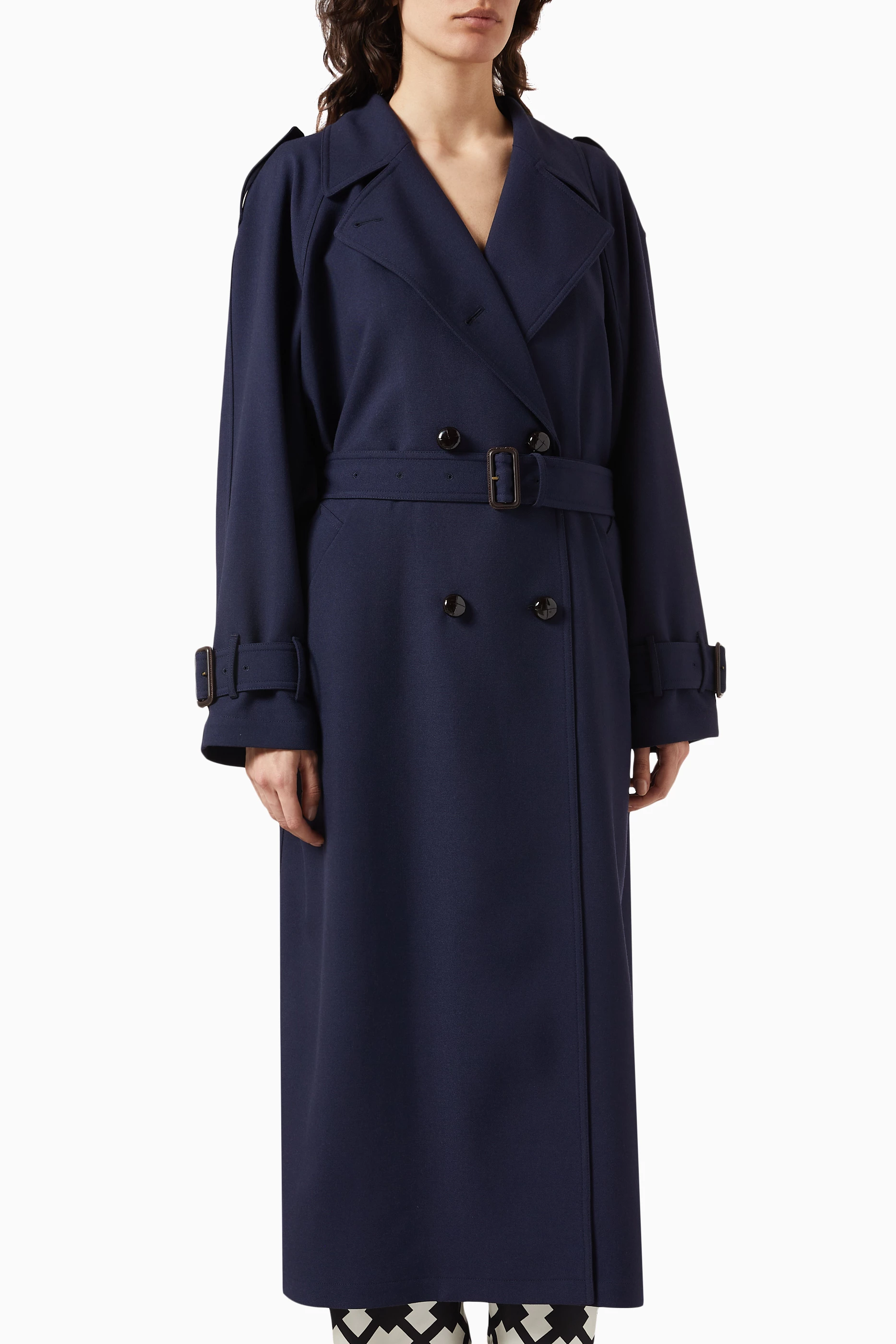 Buy Gucci Blue Trench Coat in Wool For Women Online Ounass UAE