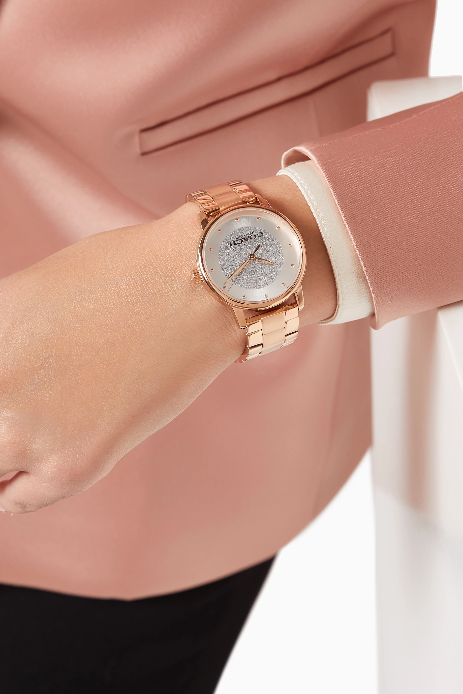 Buy Coach Rose Gold Grand Watch Quartz Steel Watch Bangle Set 36mm For Women Online Ounass UAE
