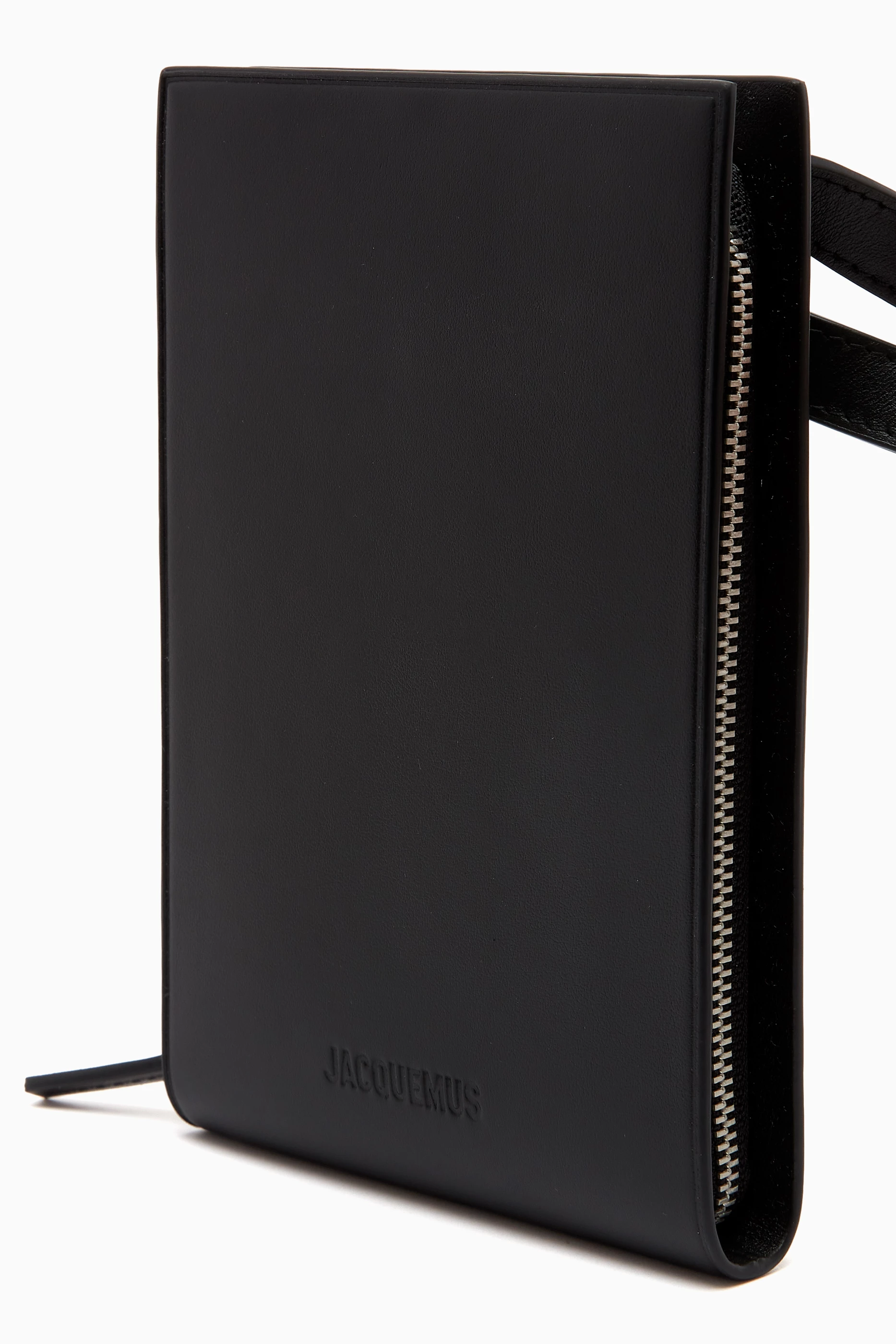 Buy Jacquemus Black Le Gadju Neck Wallet in Leather For Men
