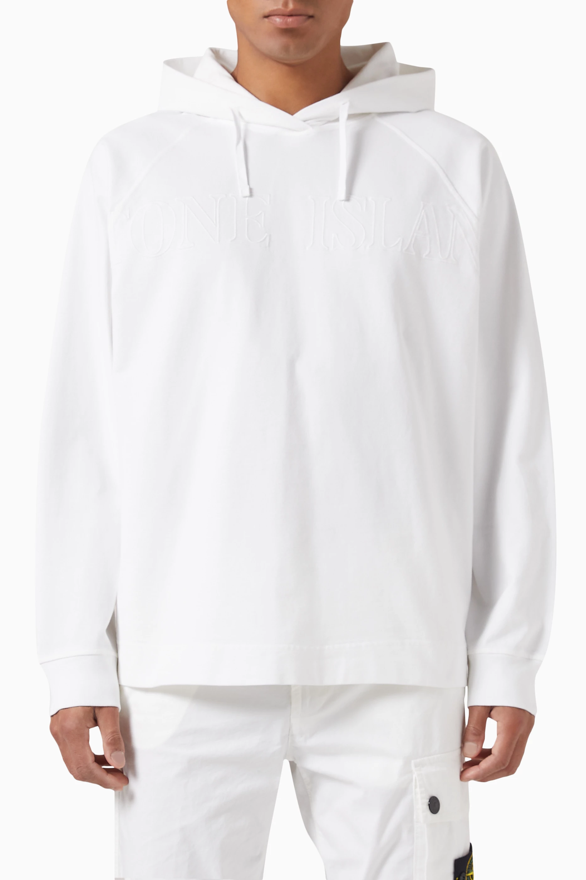 Buy Stone Island White Hoodie in Cotton Jersey For Men Online Ounass UAE