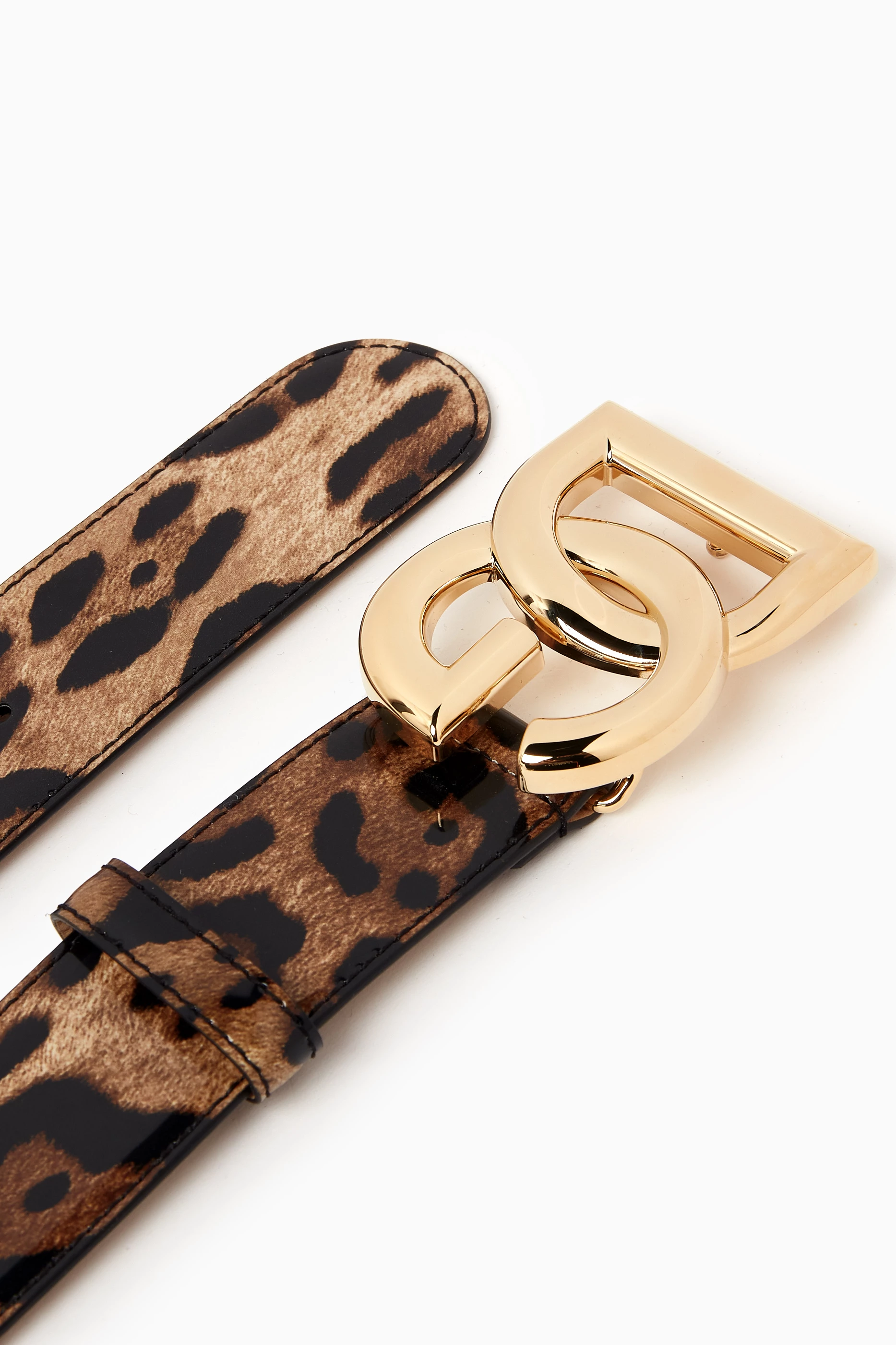 Buy Dolce & Gabbana Brown Leopard-print Logo-buckle Belt in 