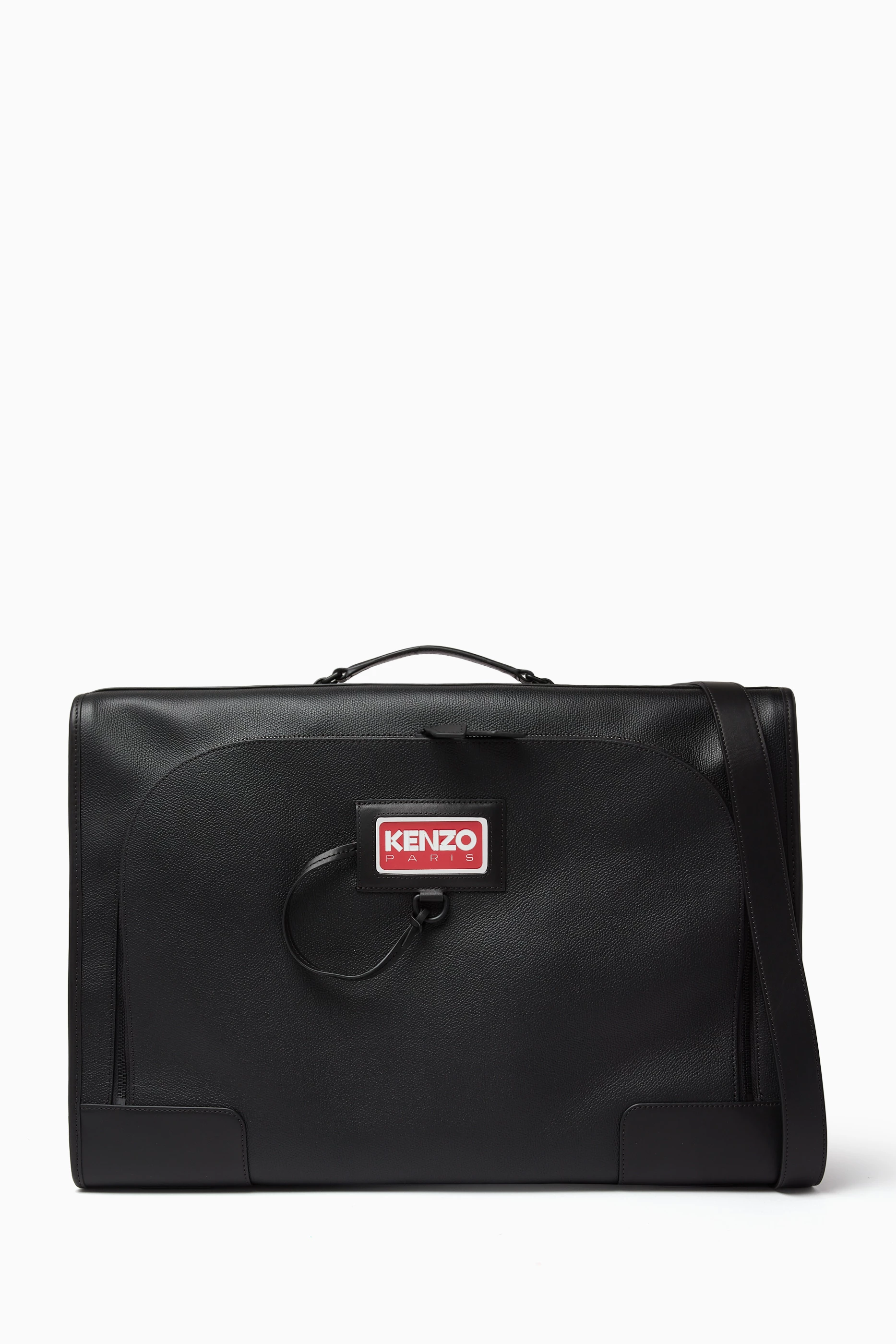Buy KENZO Black Weekender Suitcase Travel Bag in Leather For Men