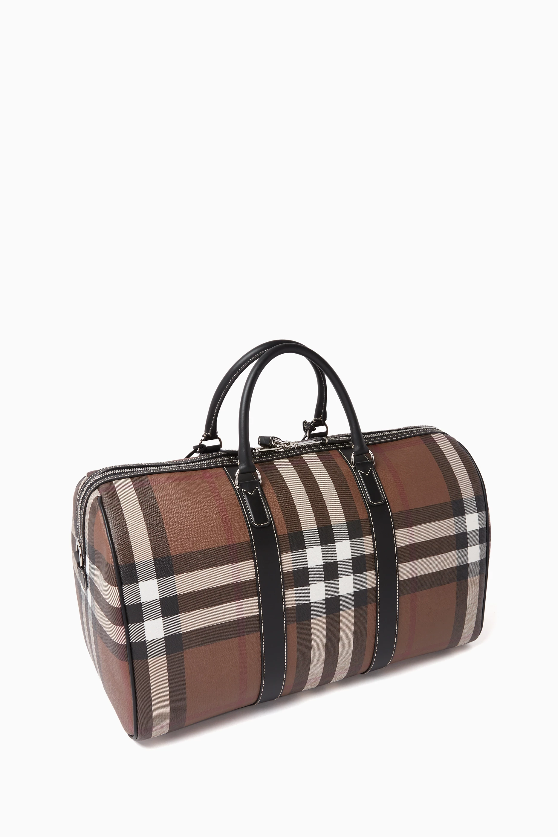 Buy Burberry Neutral Boston Holdall Weekend Bag in Check Canvas 